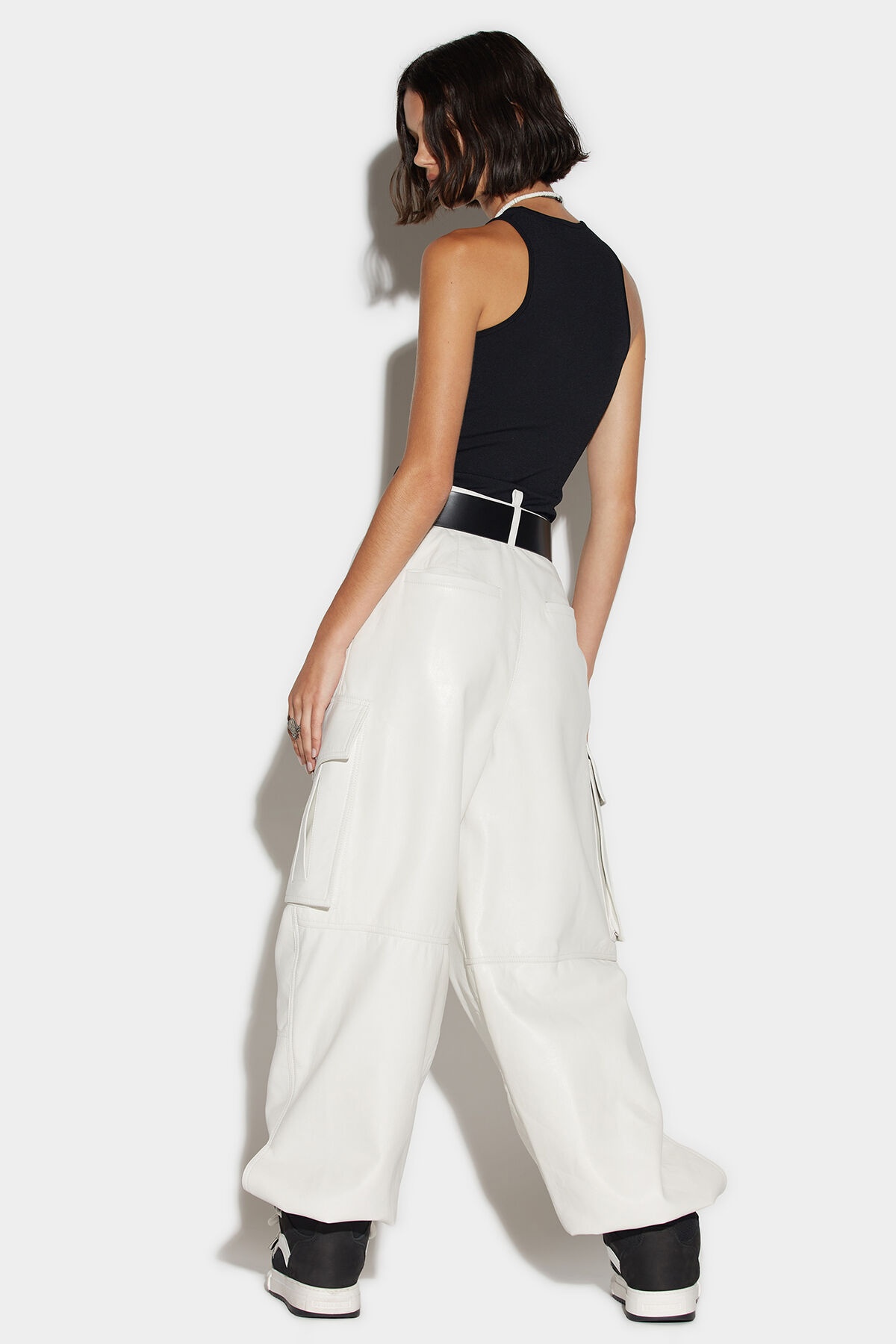 LEATHER CARGO PANTS - 3