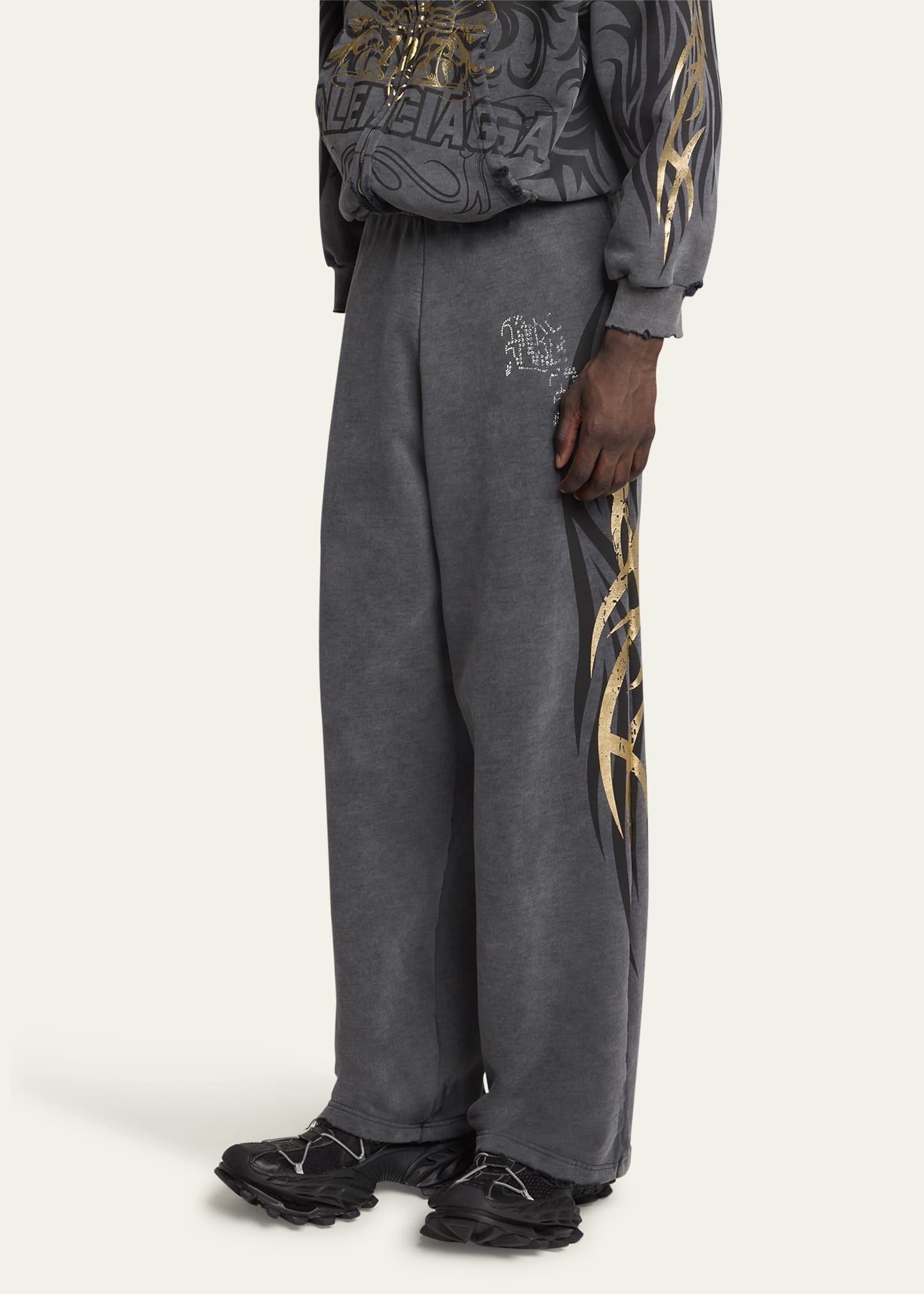 Men's Terry Metallic Tattoo Flare Sweatpants - 4