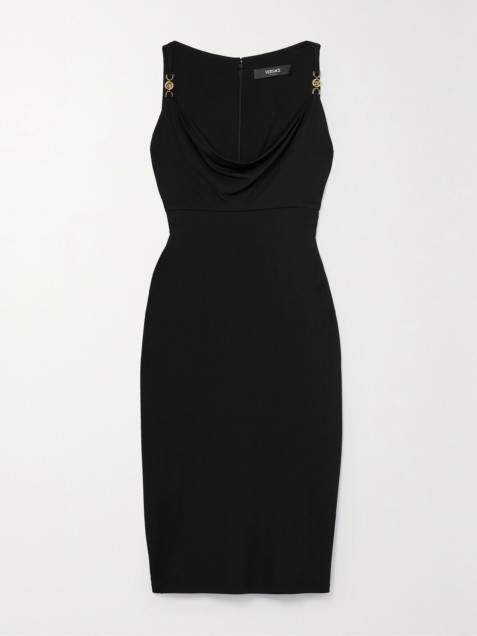 Icons embellished draped jersey dress Black - 1