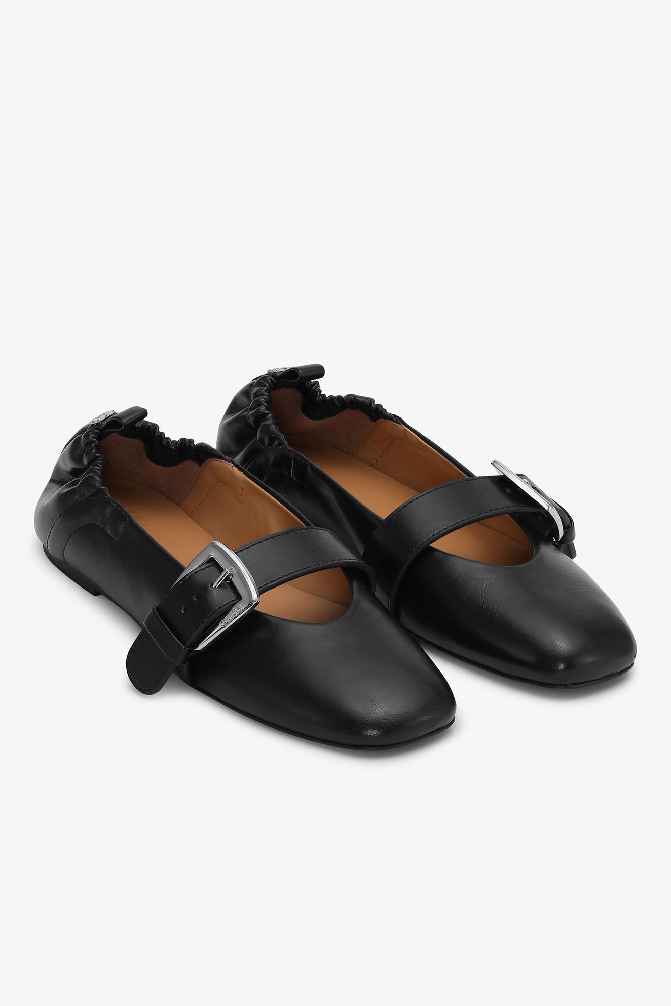 BLACK BUCKLE STRAP BALLERINAS - 2