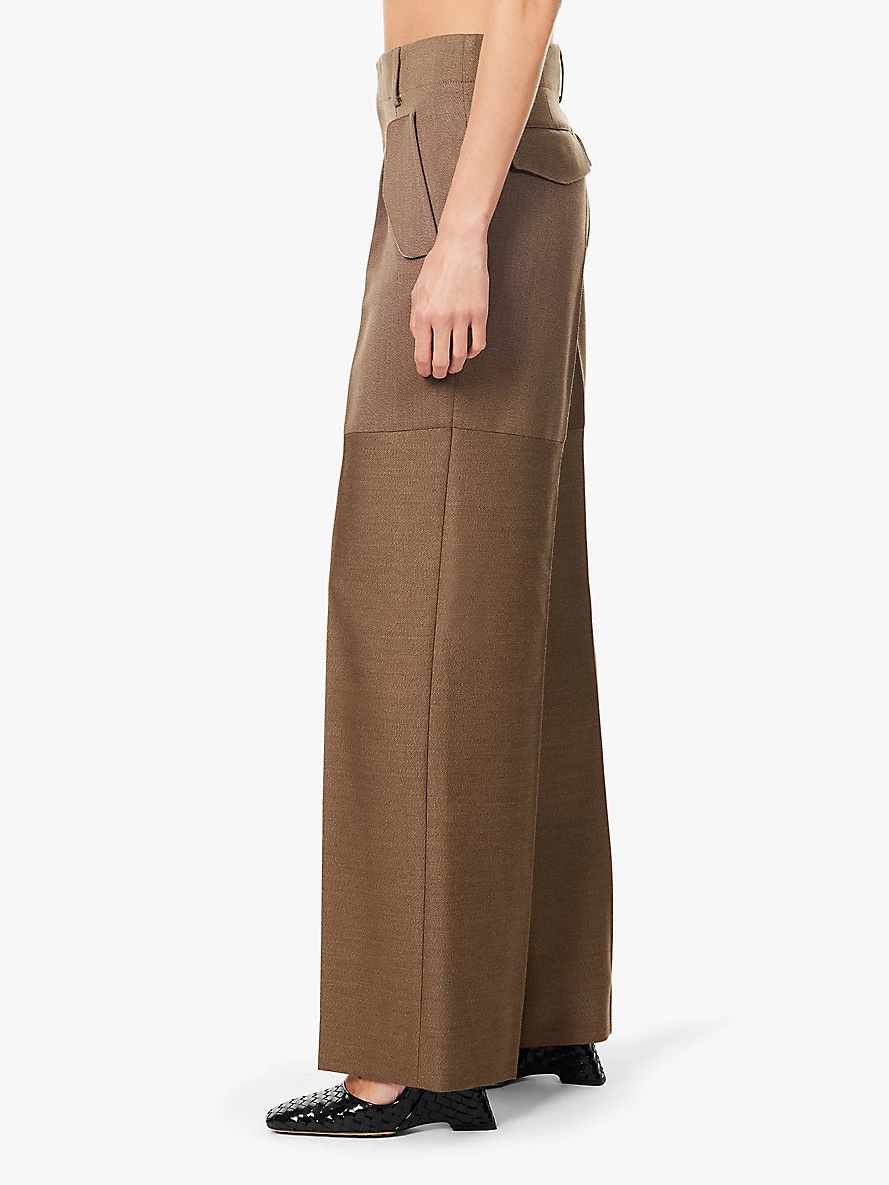 Front-pleat high-rise straight-leg wool trousers - 3