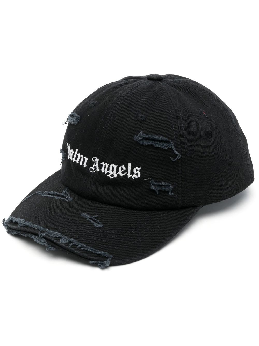 distressed logo-embroidered cap - 1
