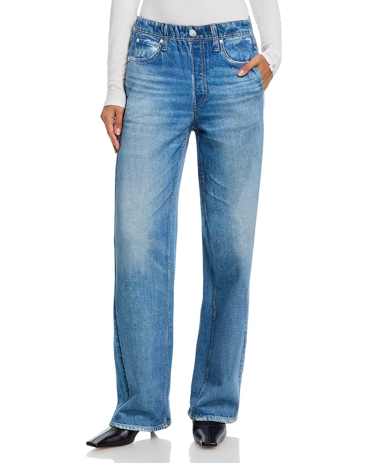 Miramar Fleece Pull On Wide Leg Sweatpant Jeans in Frank - 1