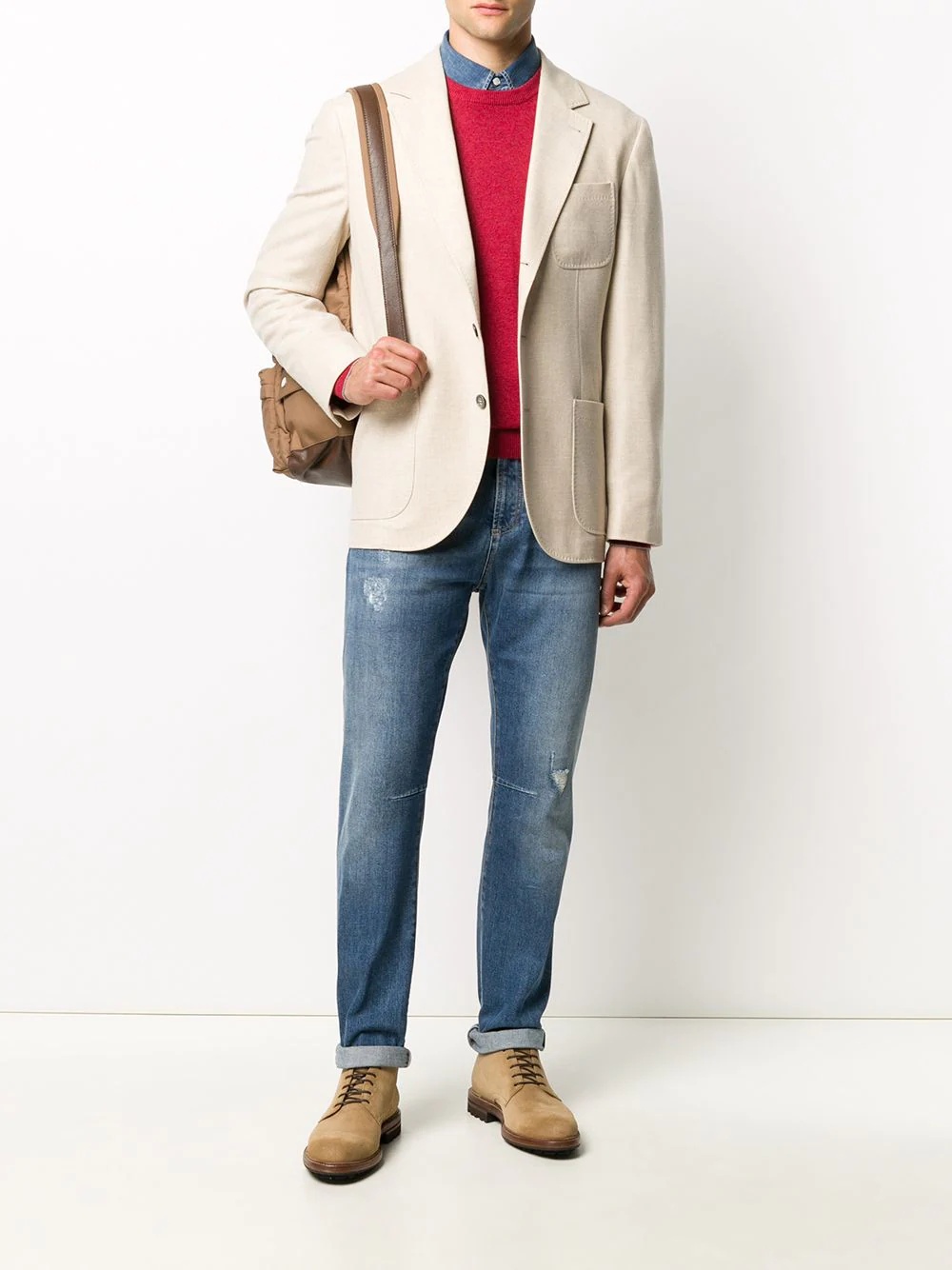 rib-trimmed cashmere jumper - 2
