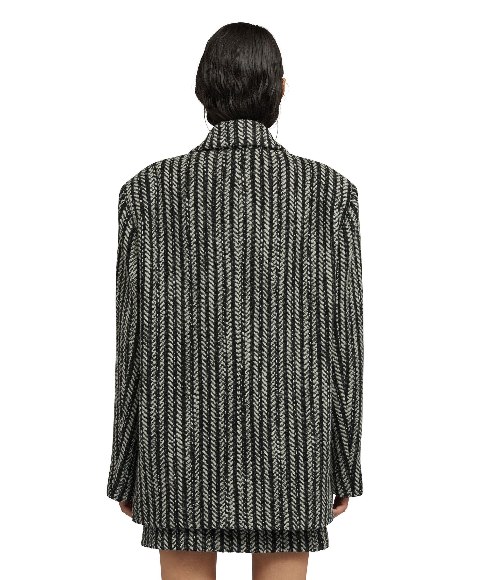 Blended wool "Herringbone Wool felt" short coat - 3