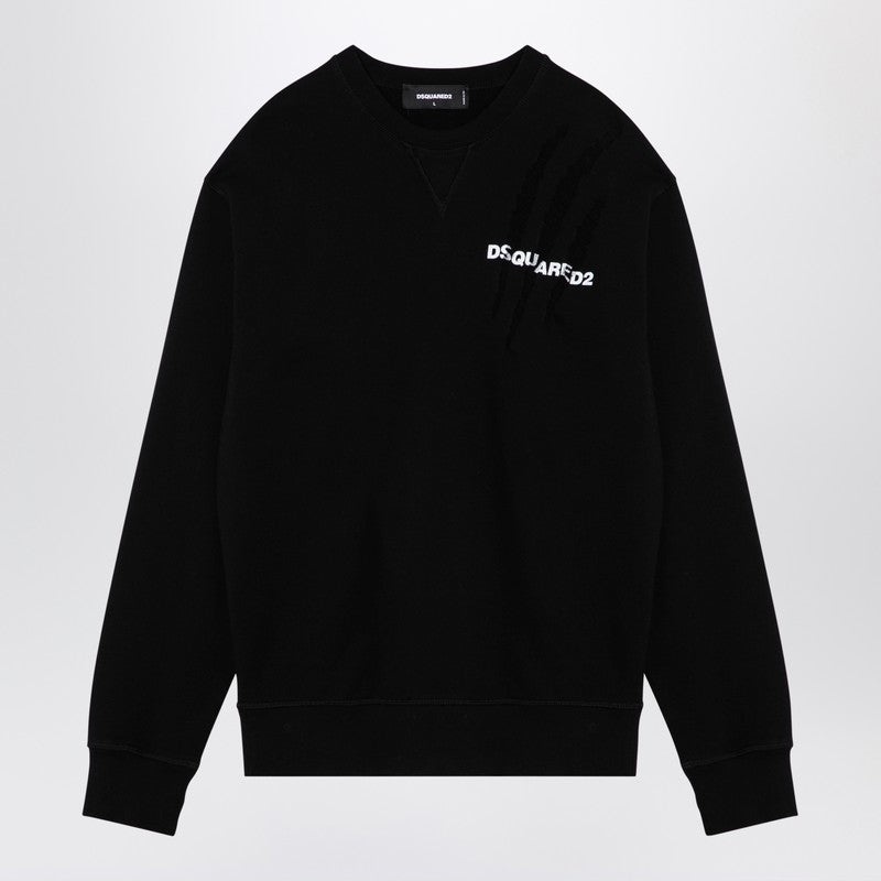 スウェット・トレーナー DSQUARED2 BLACK COTTON CREW-NECK SWEATSHIRT WITH LOGO DSQUARED2 BLACK COTTON SWEATSHIRT WITH LOGO | netdressed