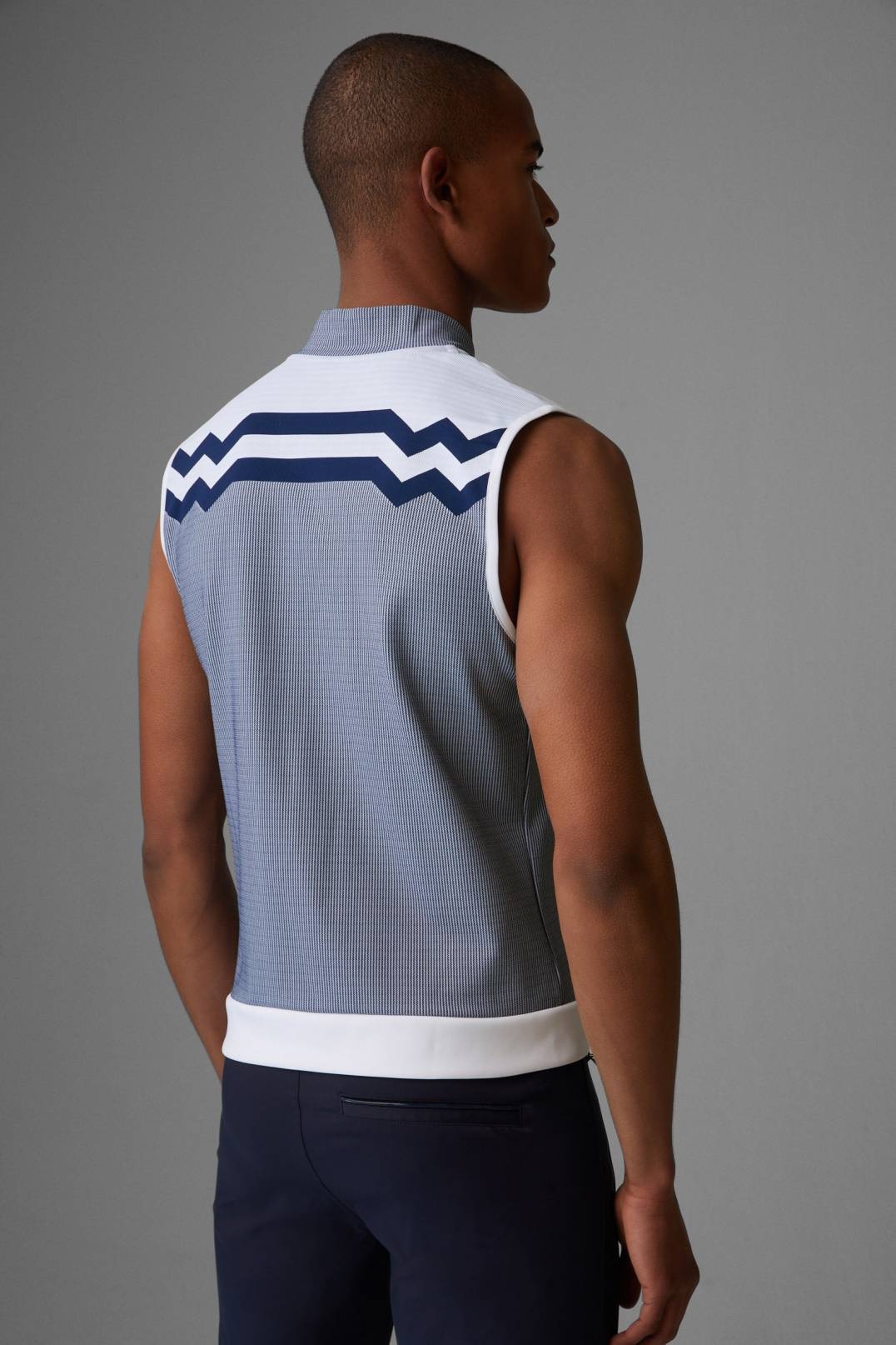 WADO MID-LAYER WAISTCOAT IN NAVY BLUE/WHITE - 3