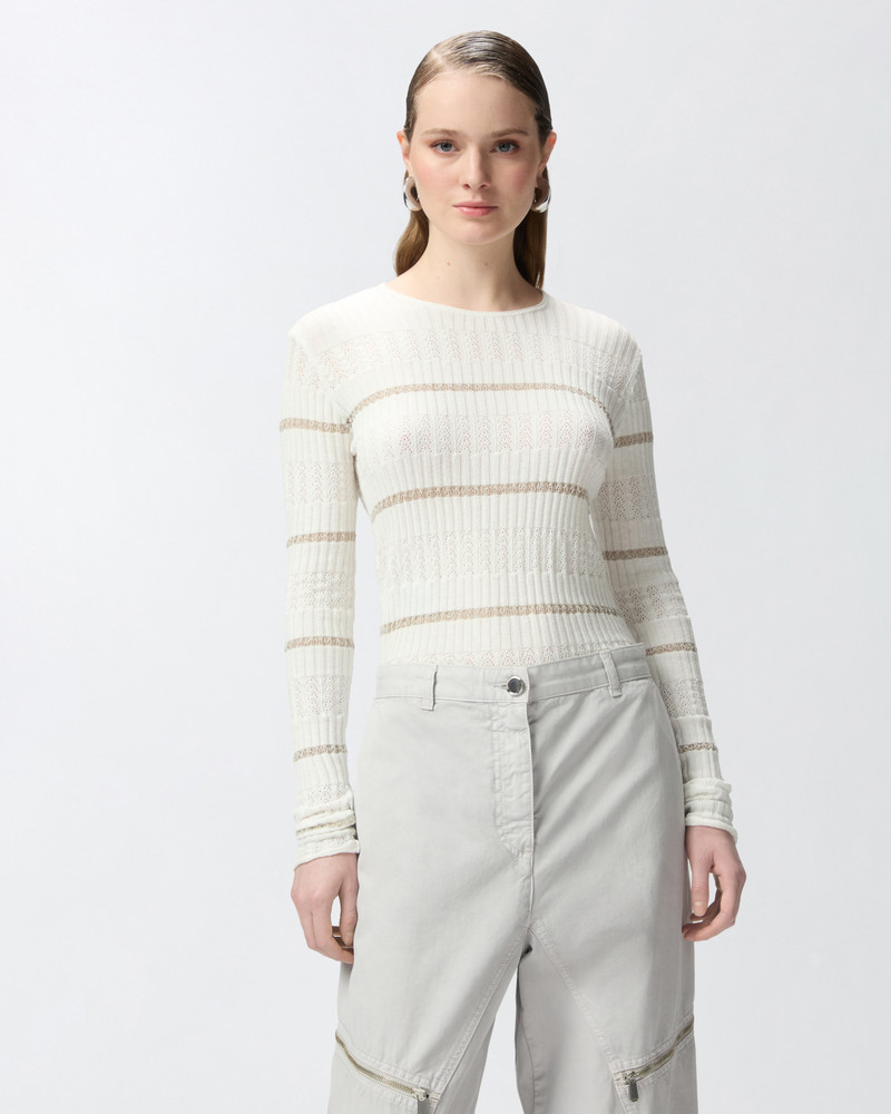 PINKO RIBBED SWEATER WITH METALLIC STRIPES outlook