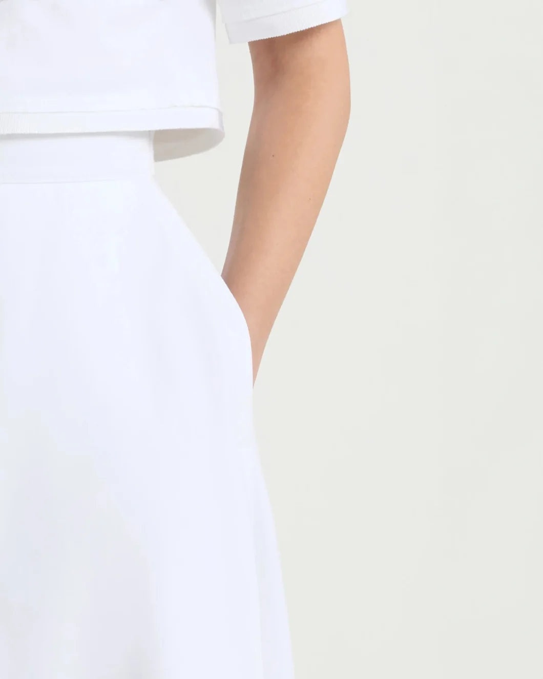LONG A-LINE SKIRT IN ORGANIC COTTON GABARDINE - 4