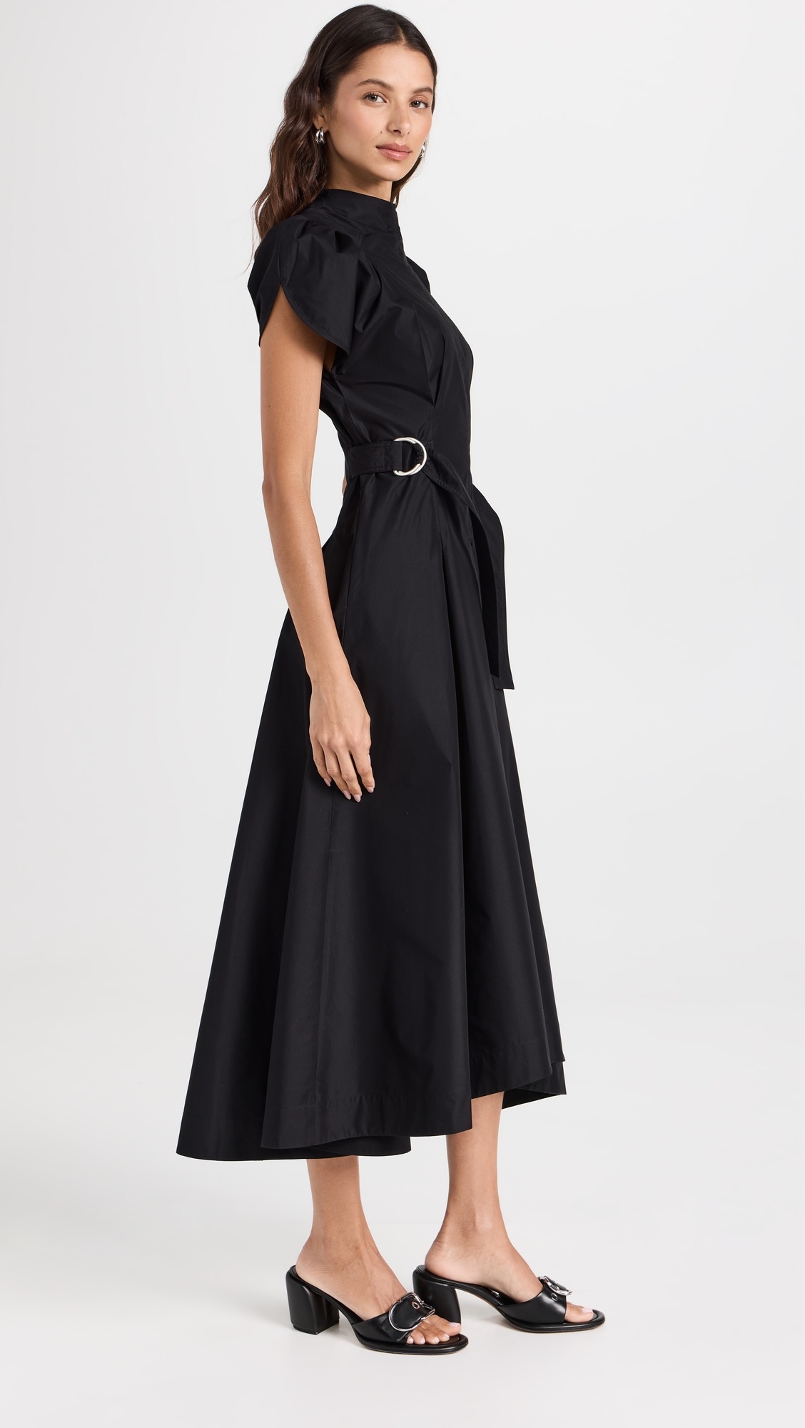 Puff Sleeve Side Tie Flare Dress - 3