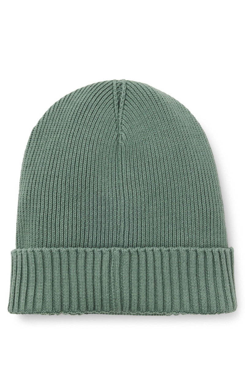BOSS LOGO-DETAIL BEANIE HAT IN COTTON AND VIRGIN WOOL outlook