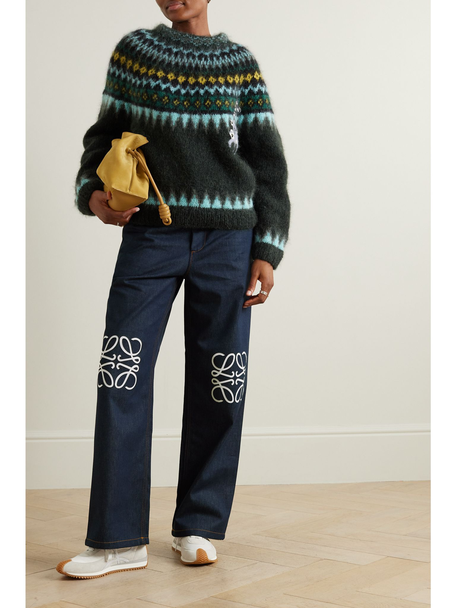 Anagram cutout high-rise straight-leg jeans Blue - 2