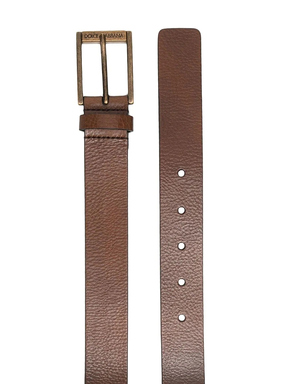 grained leather buckle belt - 2