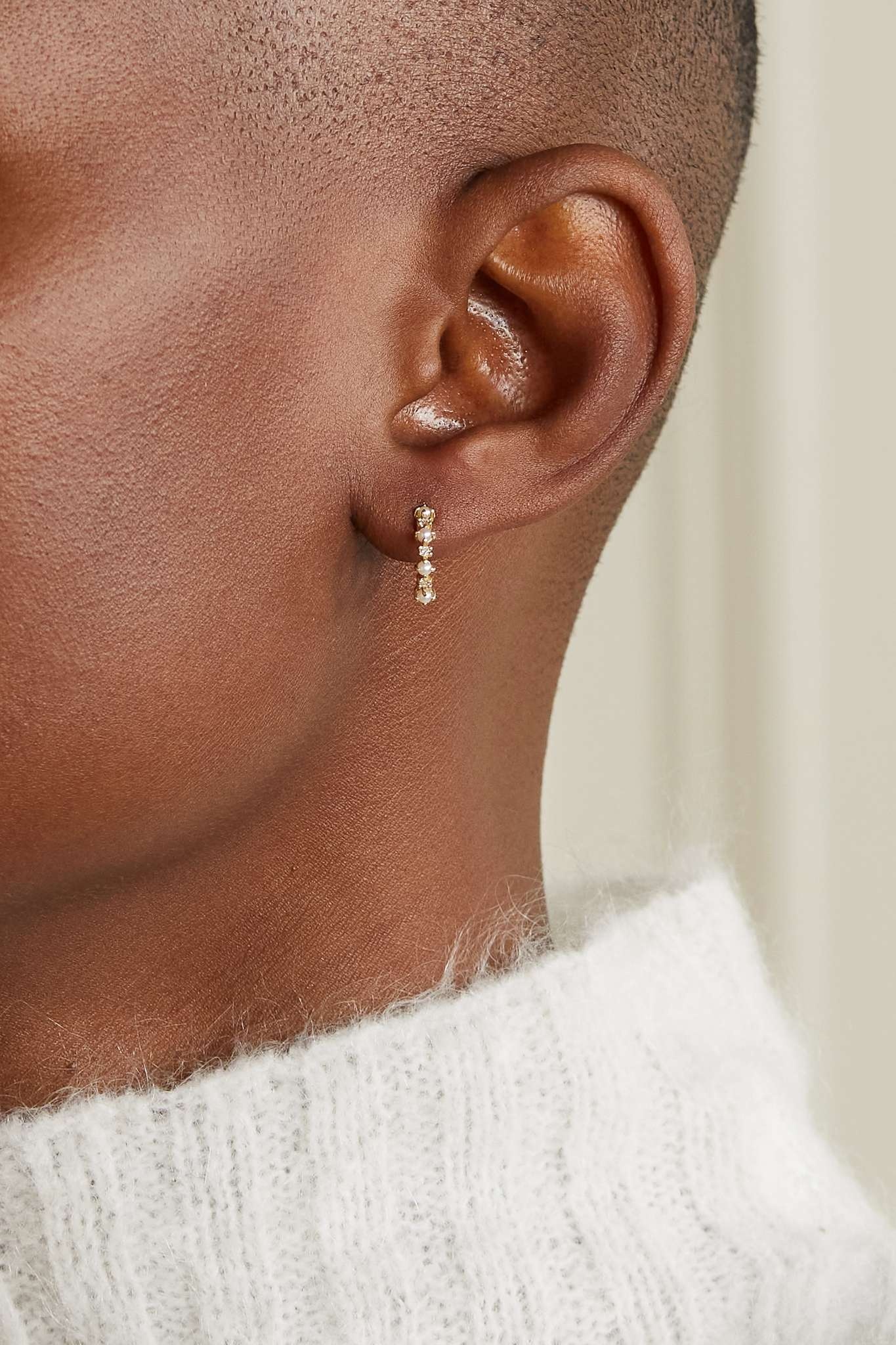 The Little Things 18-karat gold, diamond and pearl hoop earrings - 6