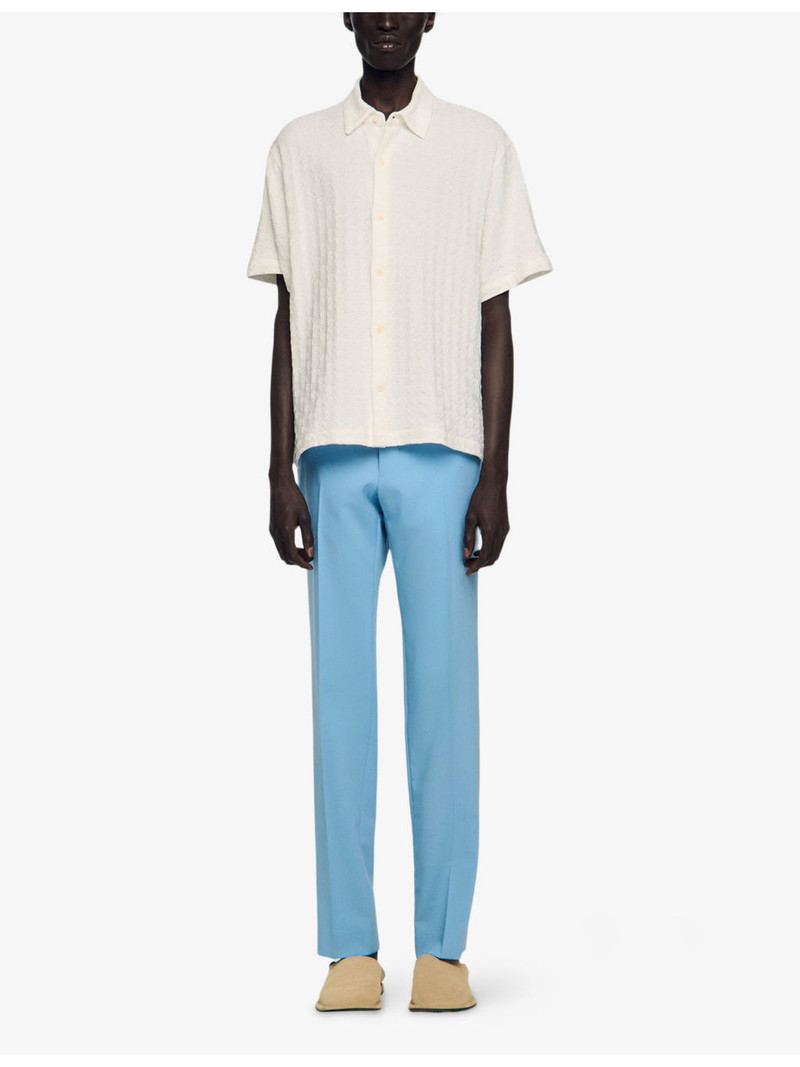 Sandro Grid-Pattern Short-Sleeved Cotton Shirt outlook
