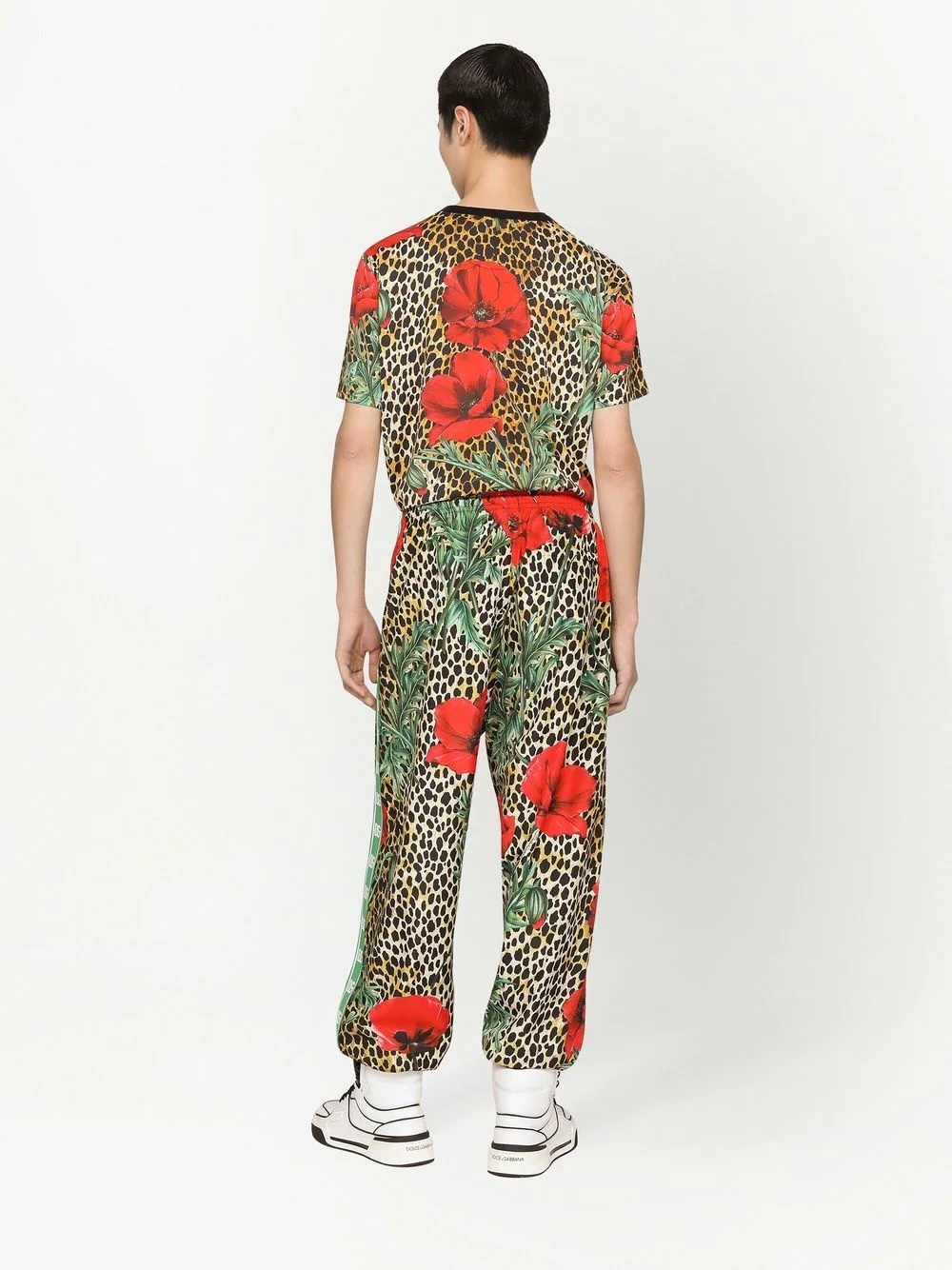 floral leopard-print track trousers - 4