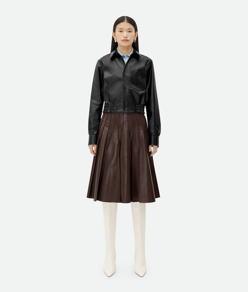 Elastic Waist Leather Jacket - 1
