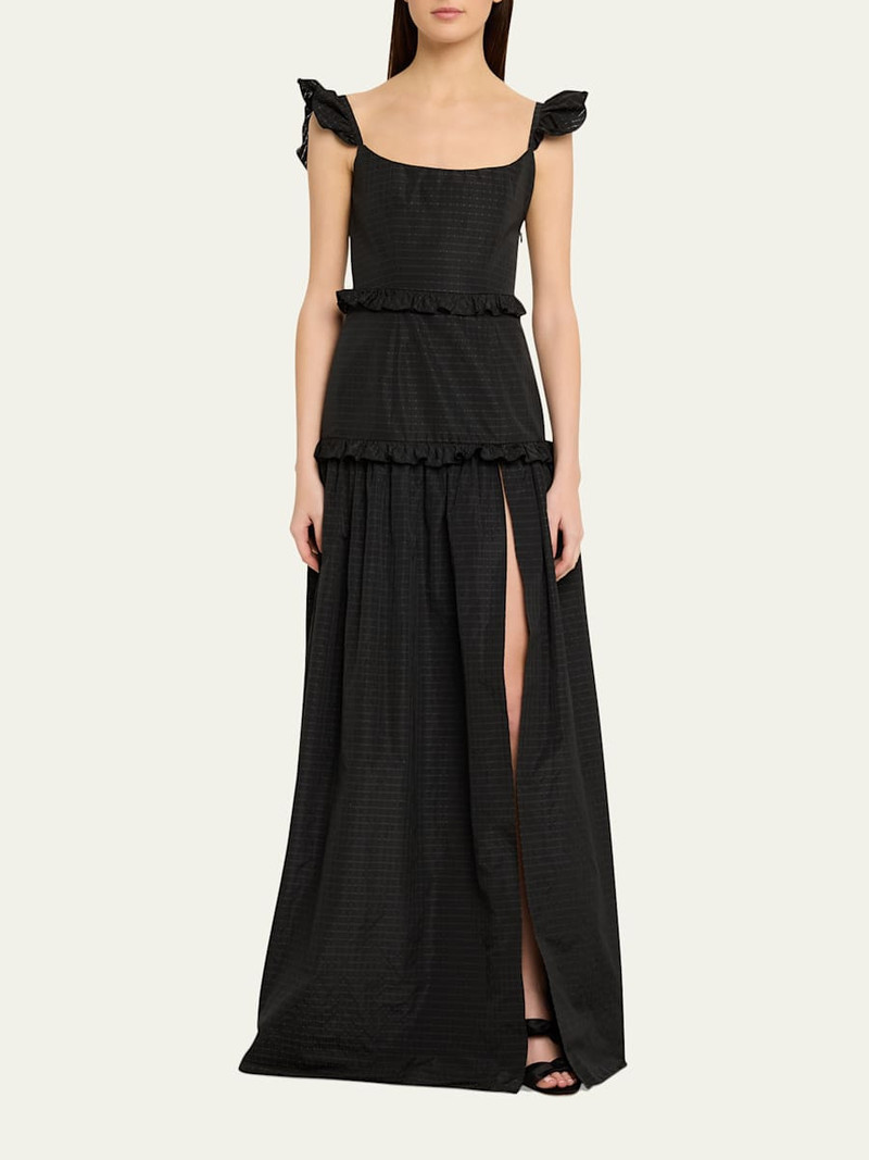 markarian Arabella Ruffle Sleeveless Check Jacquard Gown outlook
