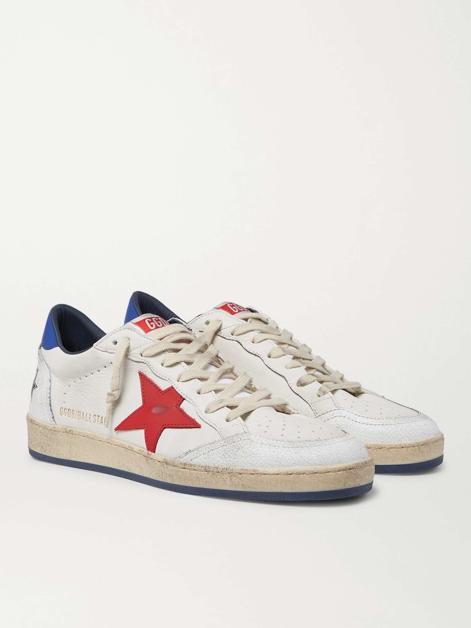 Ball Star Distressed Leather Sneakers - 4