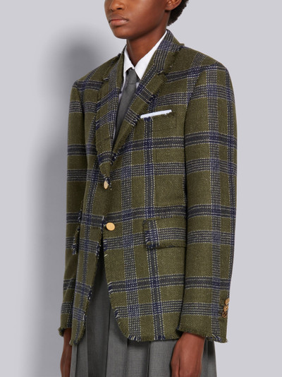 Thom Browne Dark Green Hairline Madras Check British Wool Frayed Nipped Waist Ticket Pocket Sport Coat outlook