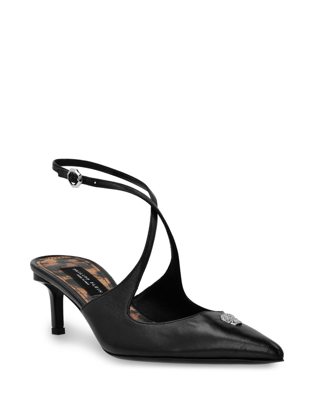 55mm Skull strass leather pumps - 2