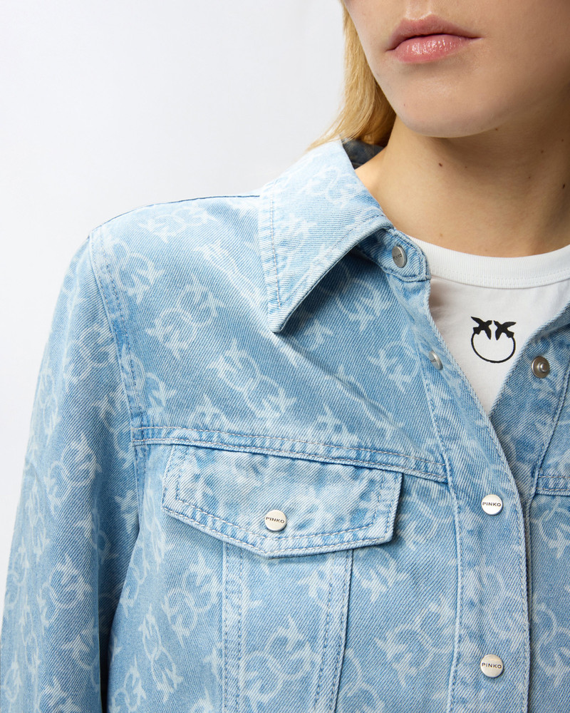 DENIM SHIRT WITH LOVE BIRDS LOGO 7