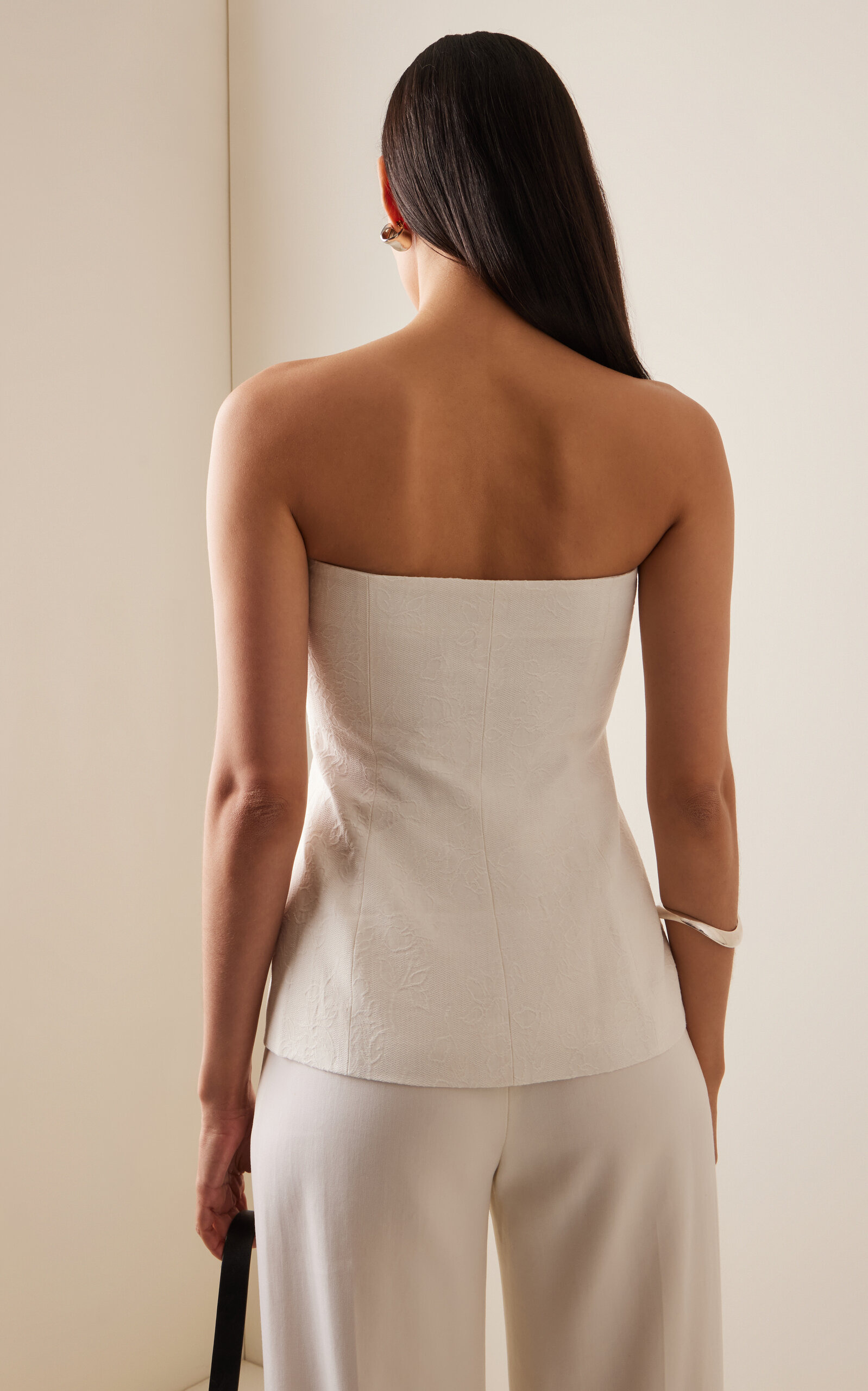 Innate Strapless Cotton-Linen Top ivory - 4