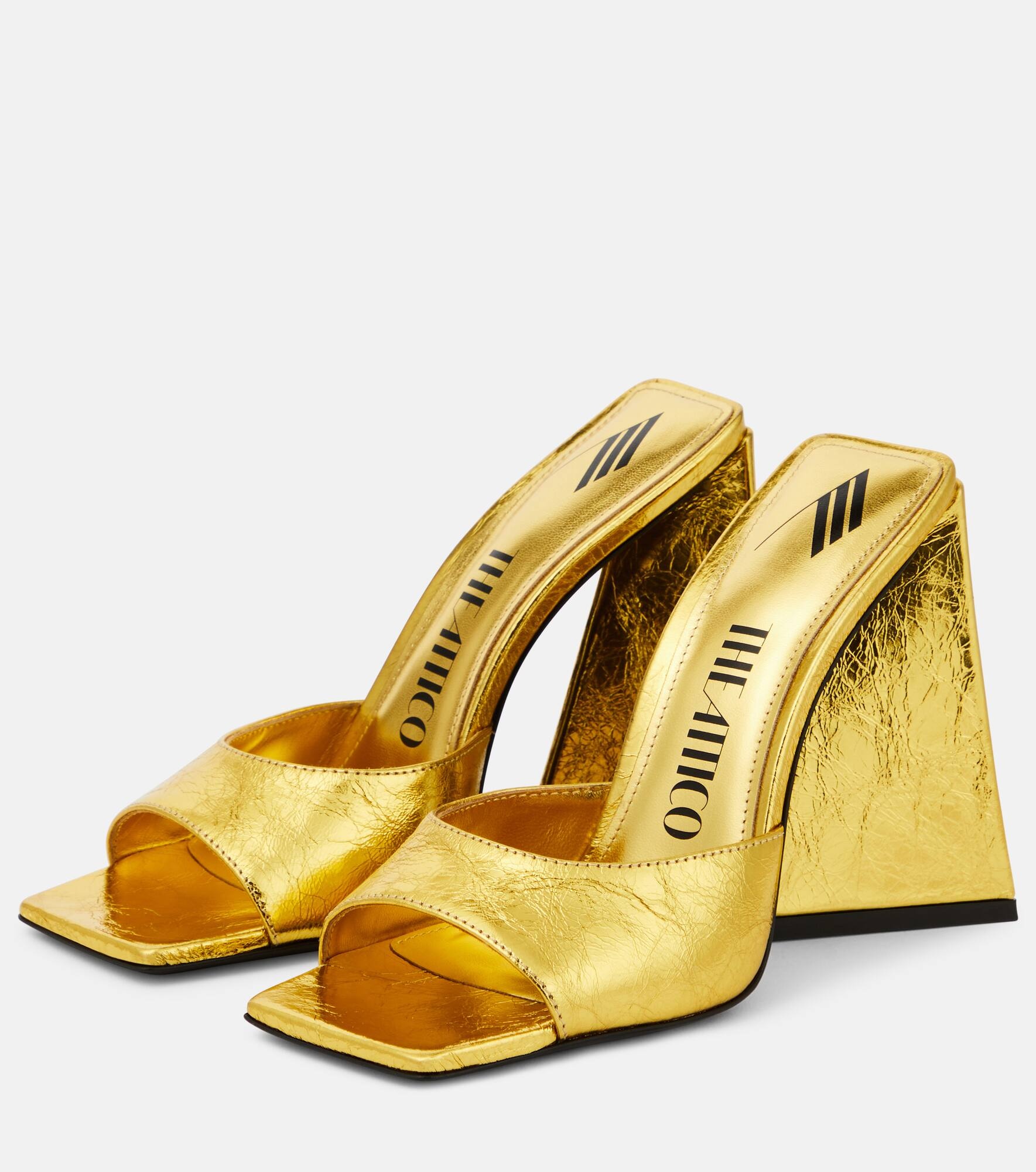 サンダル・ミュール THE ATTICO LAMINATED LEATHER DEVON MULE Devon faux leather mules in green - The Attico | Mytheresa