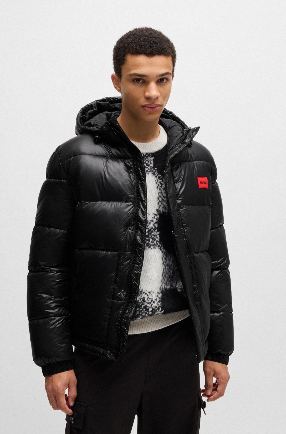 WATER-REPELLENT PUFFER JACKET WITH RED LOGO LABEL - 2