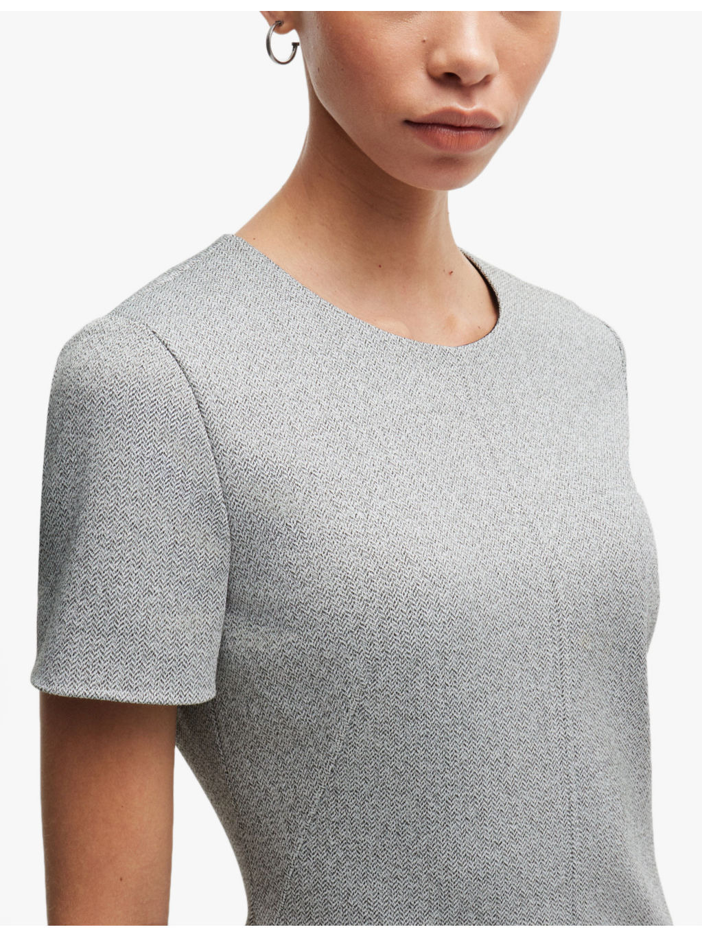 Round-neck short-sleeve stretch cotton-jersey shift dress - 5