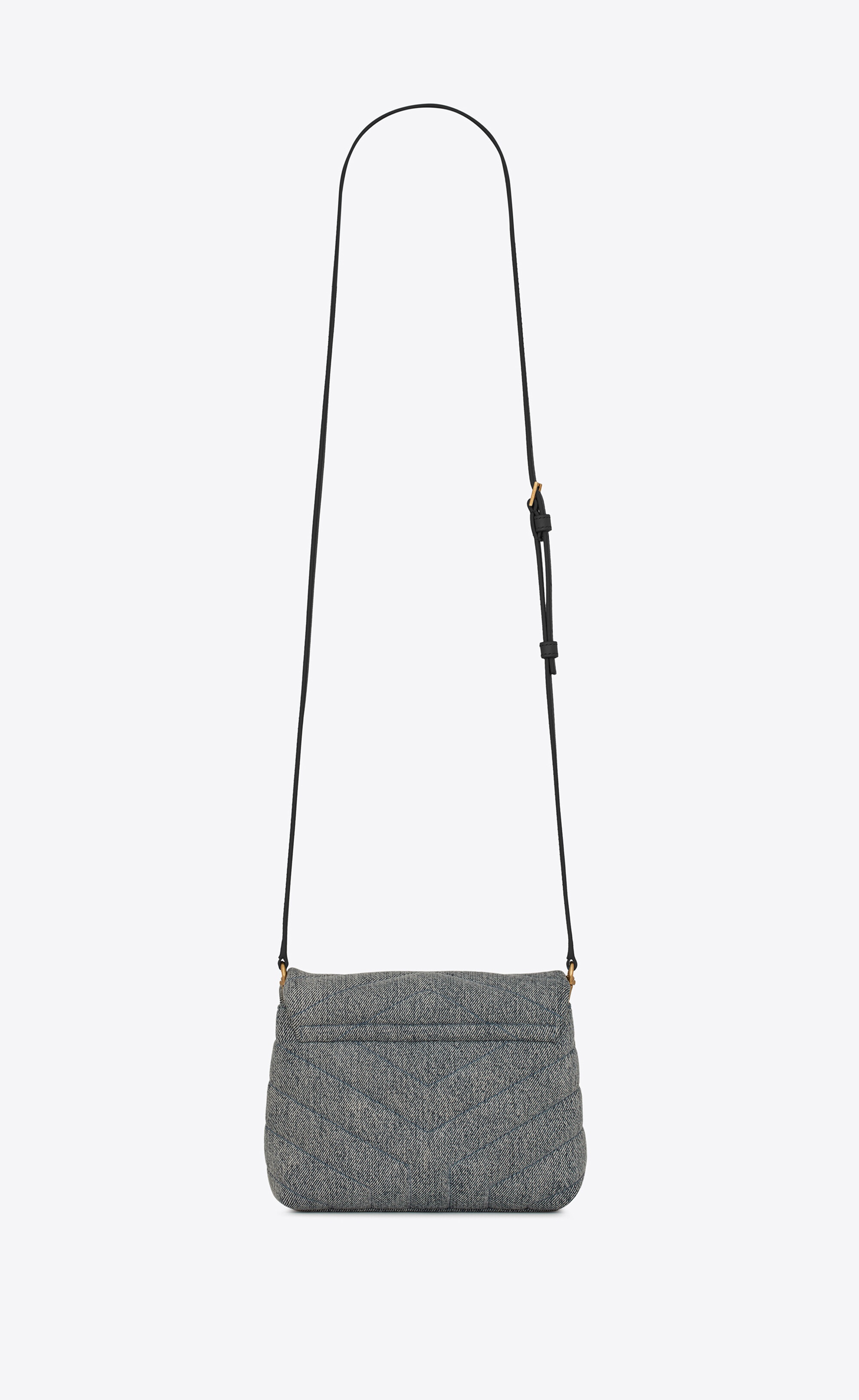 loulou toy strap bag in matelassé "y" denim and smooth leather - 3