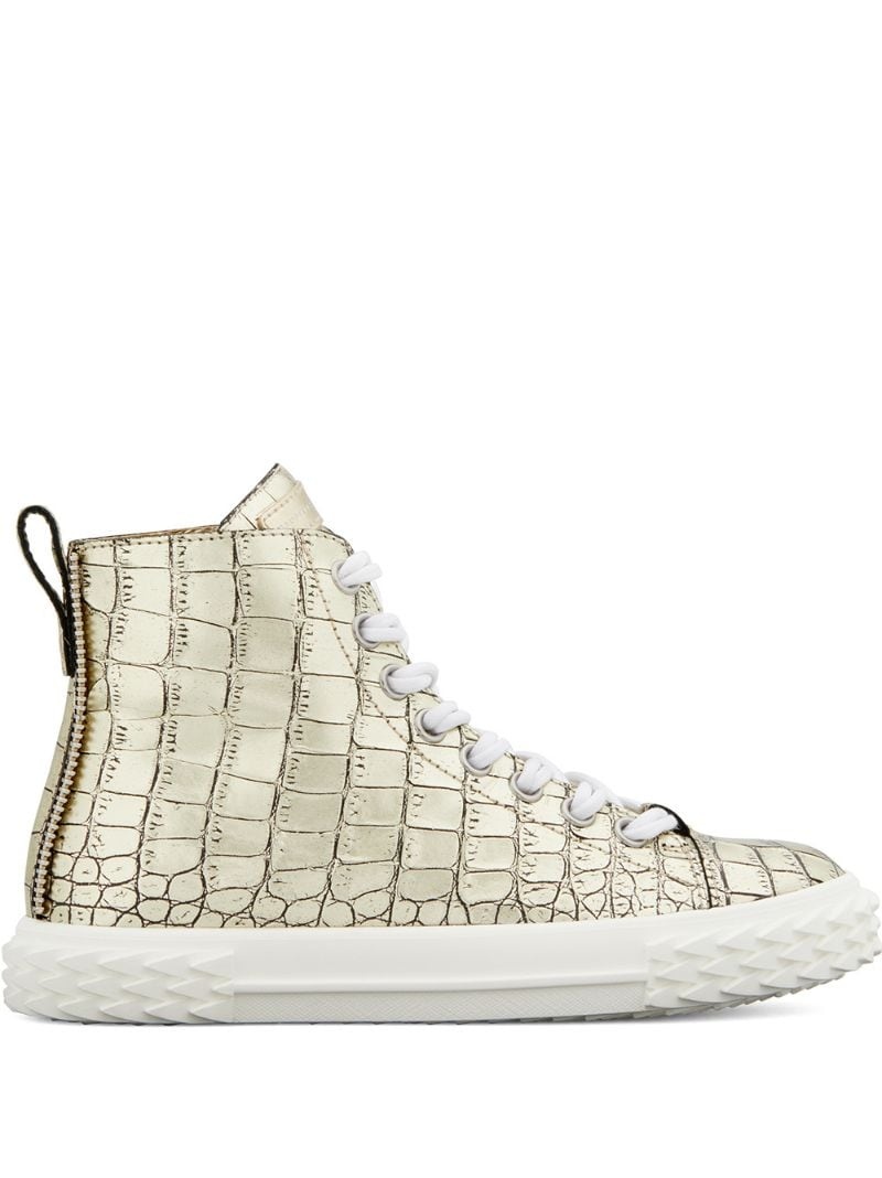 crocodile-effect high-top sneakers - 1