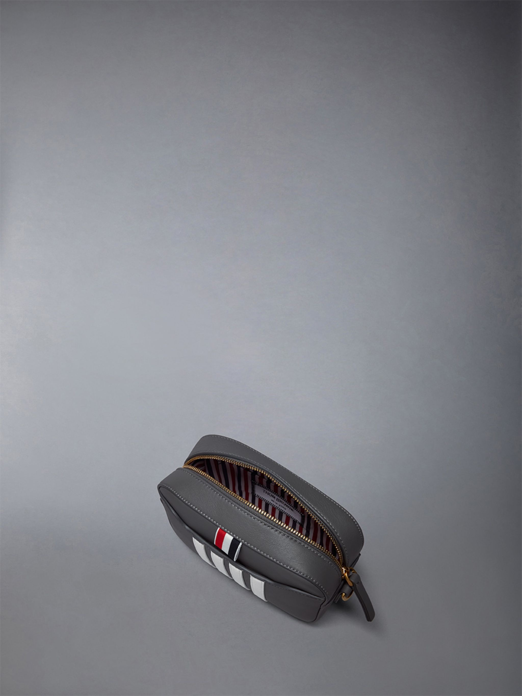 Horizontal Camera Bag W/ 4 Bar Stripes in Smooth Calf - 4