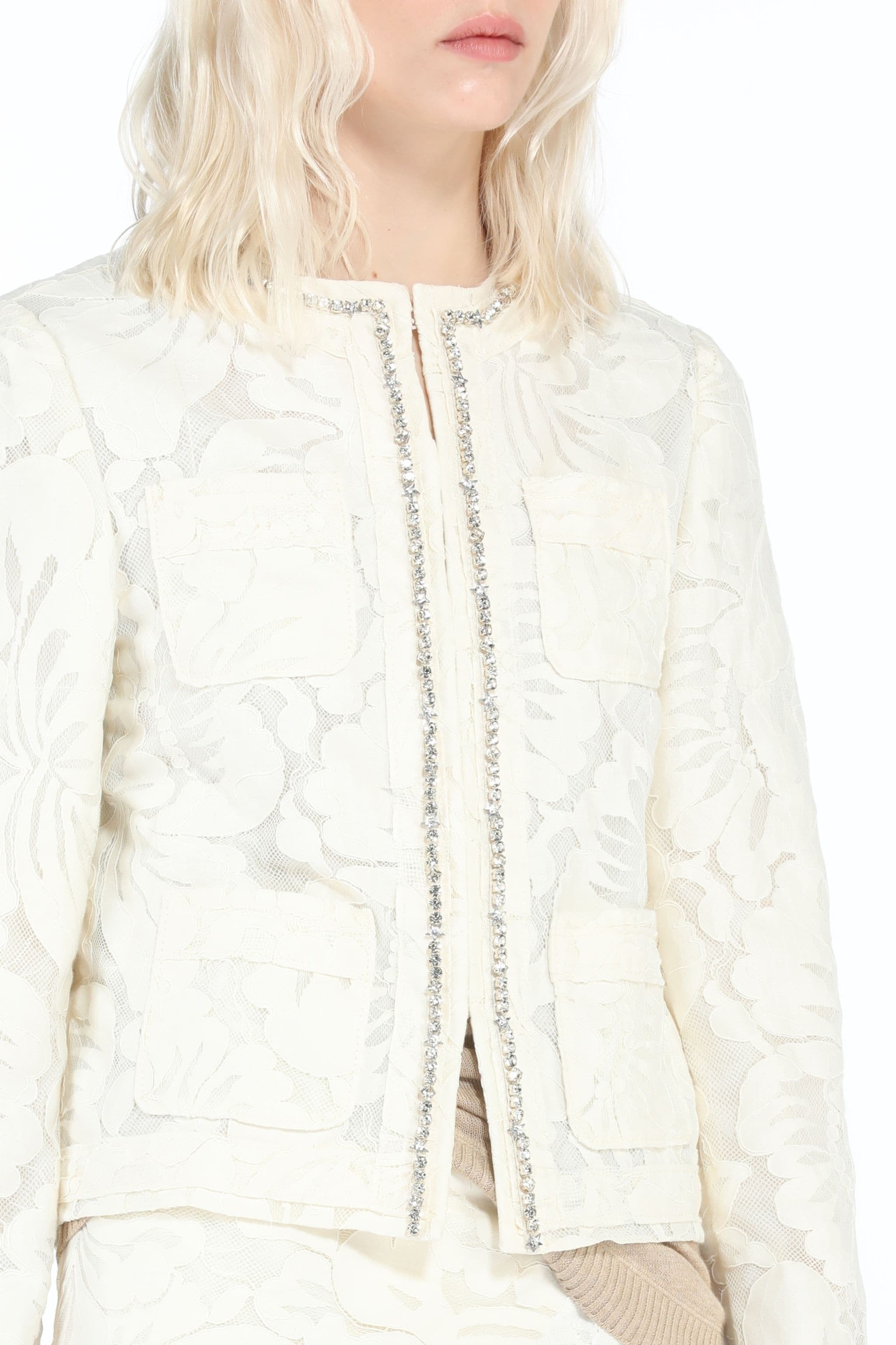 CRYSTAL-EMBELLISHED LACE JACKET - 5