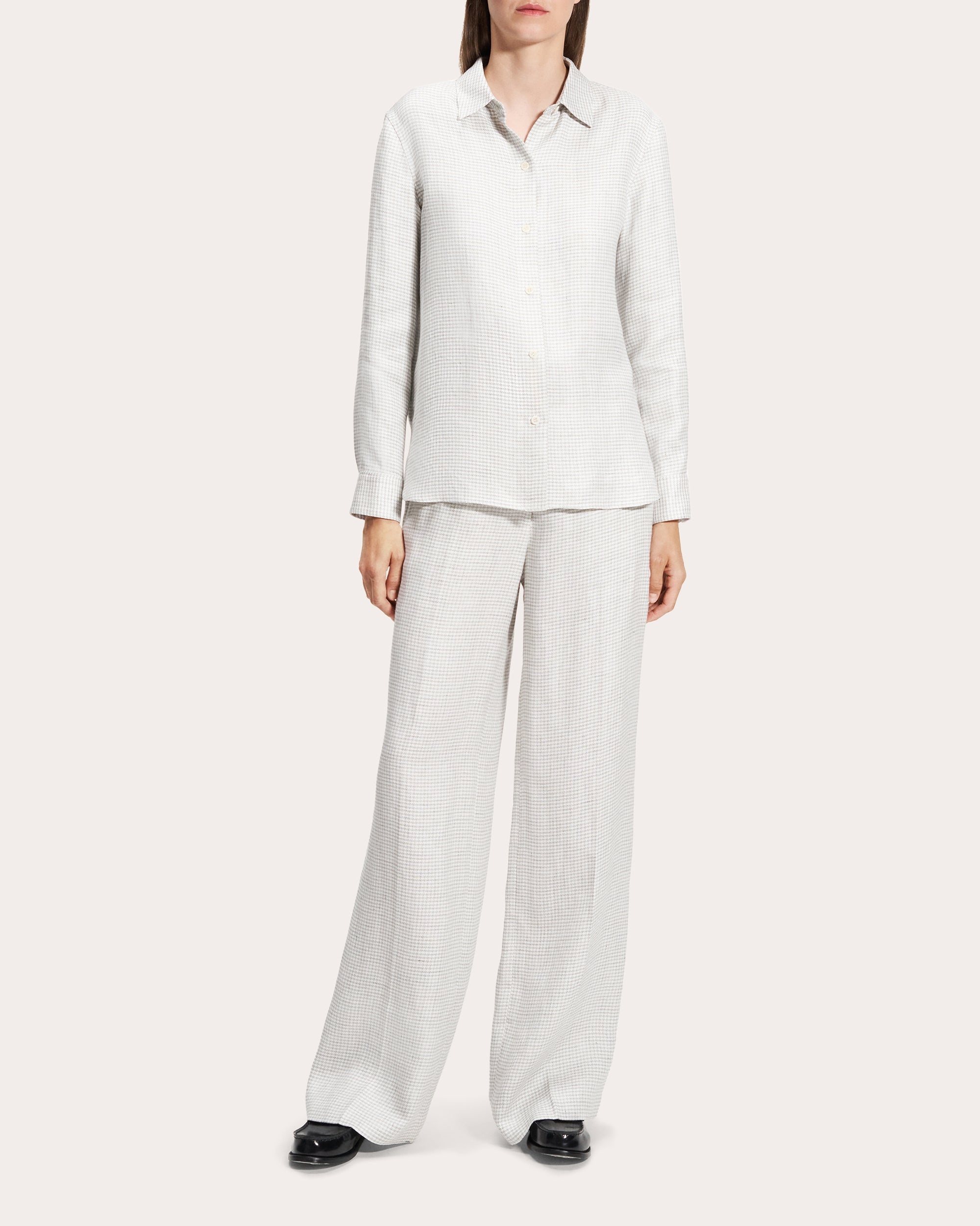 Houndstooth Linen Straight-Fit Button-Up - 5