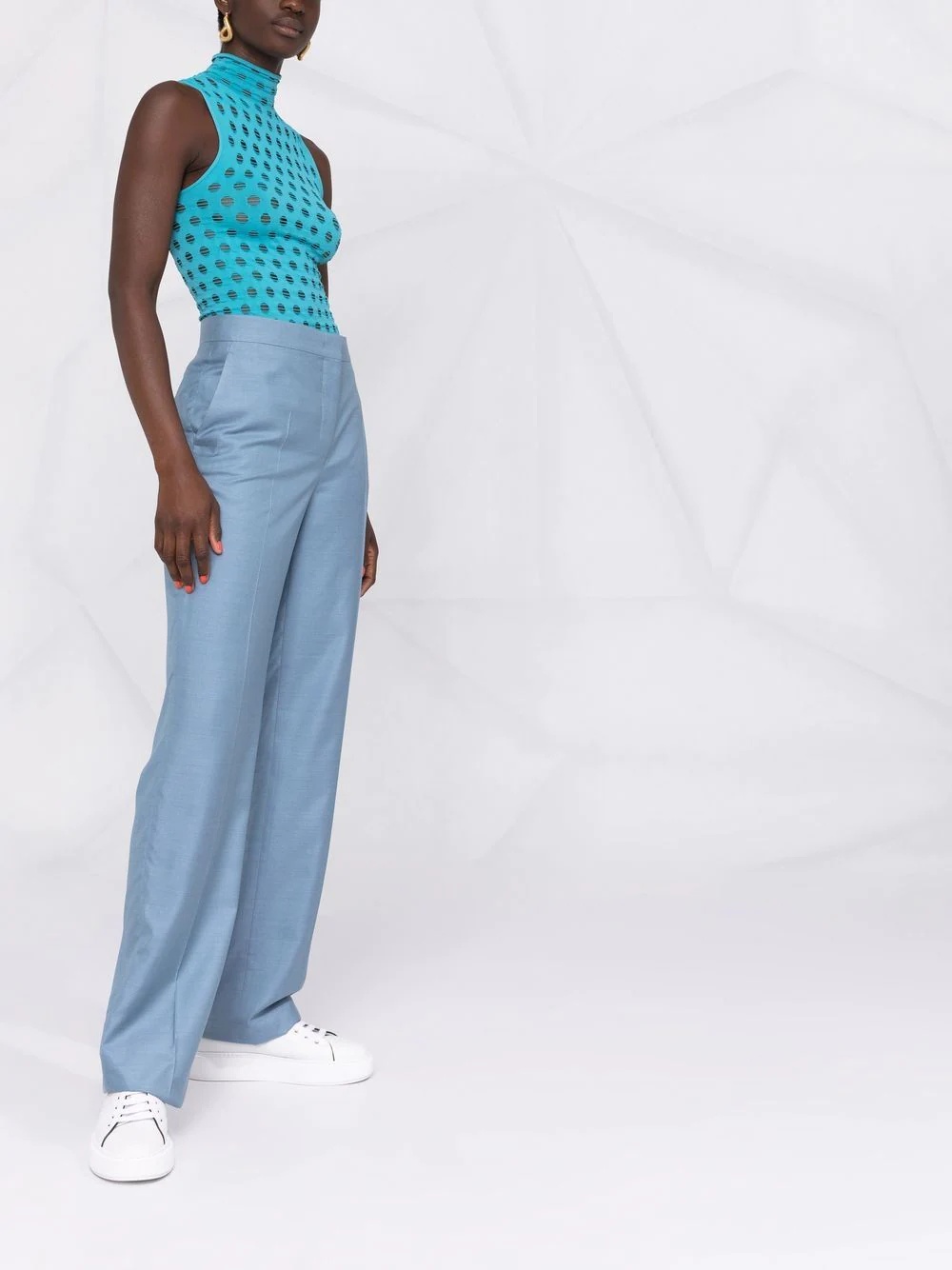 high-waisted silk trousers - 6