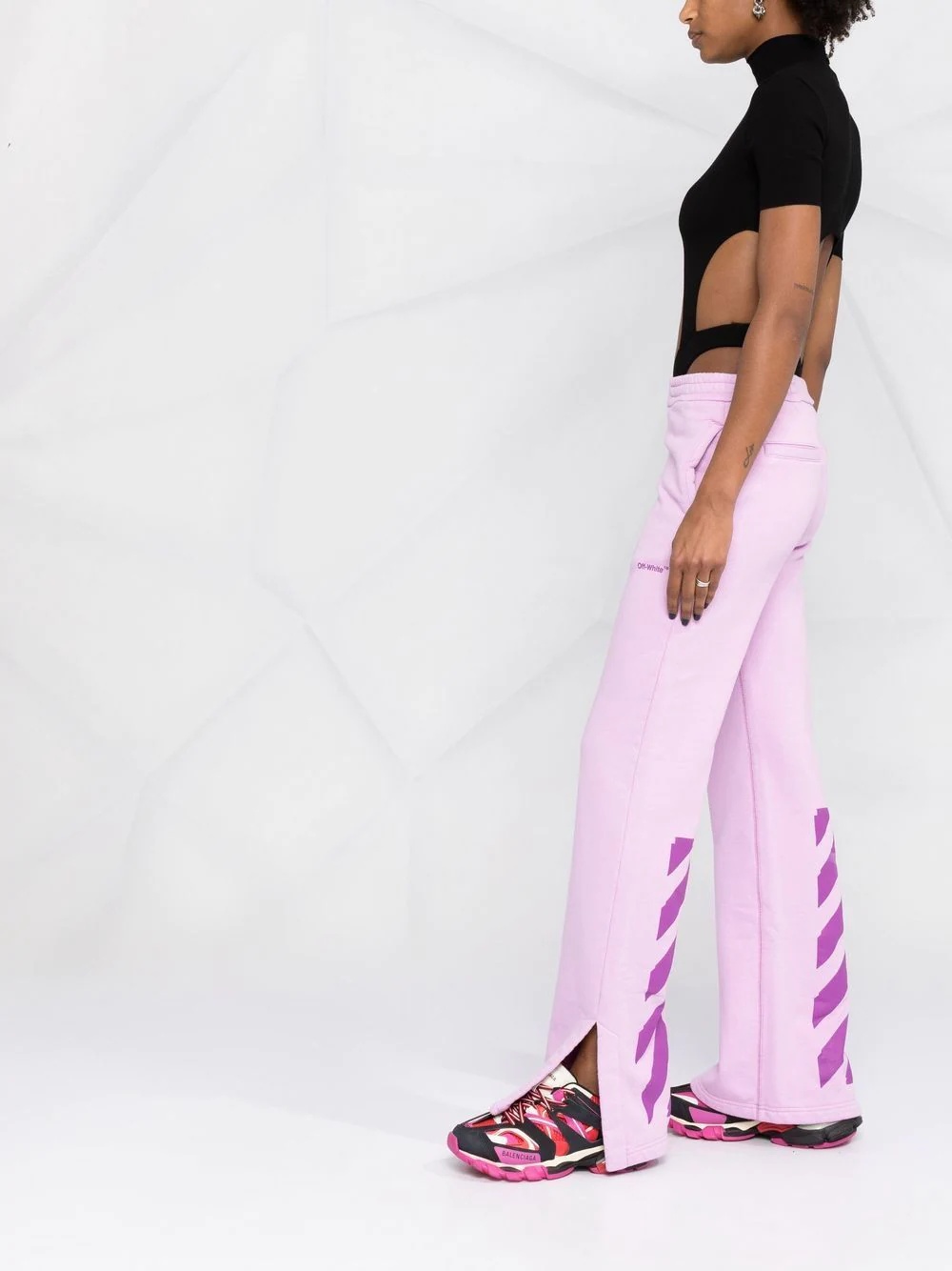 Diag-stripe cotton track pants - 4