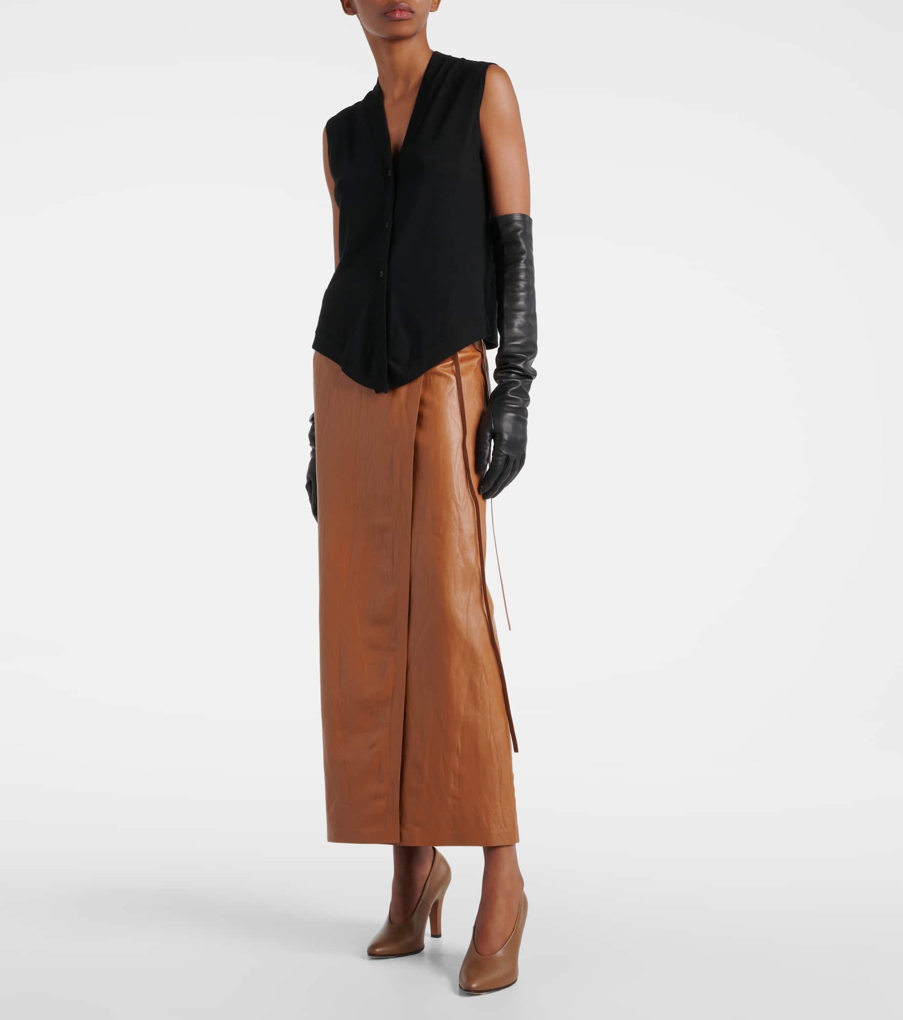 Bert leather wrap skirt - 2
