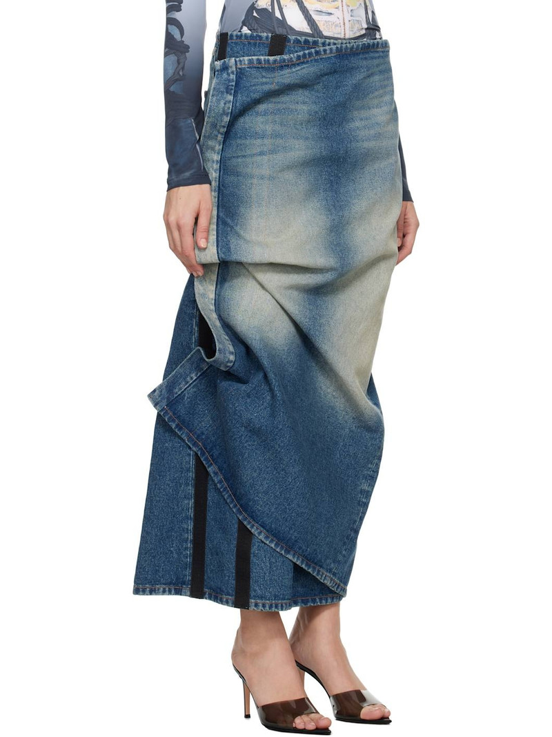 Blue Velcro Denim Midi Skirt 2