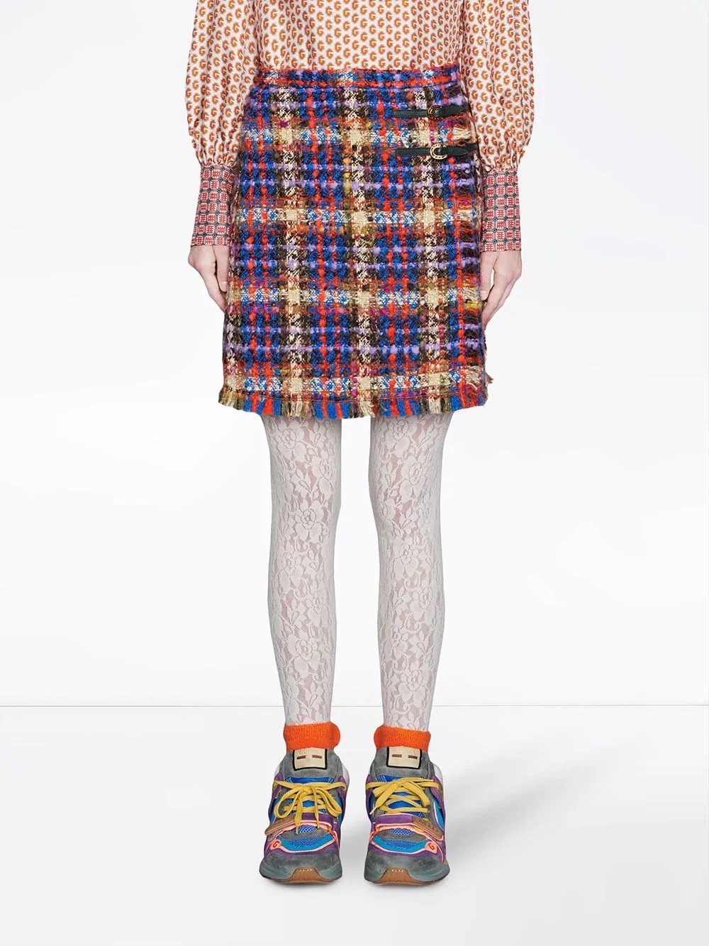 checked tweed skirt - 3