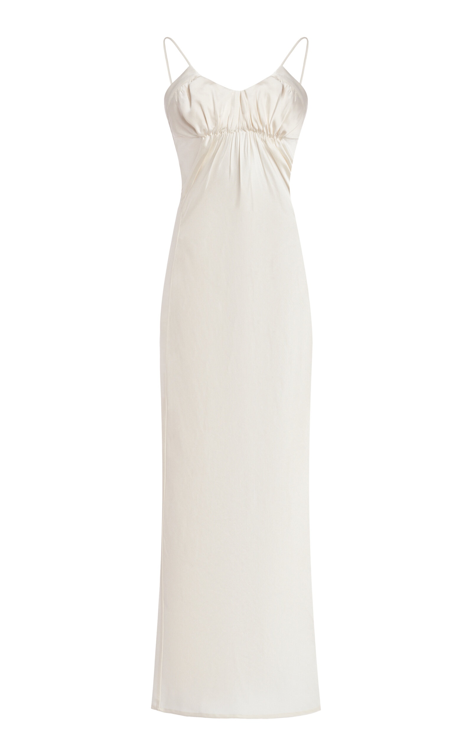 Gathered Cupro-Blend Midi Dress ivory - 1