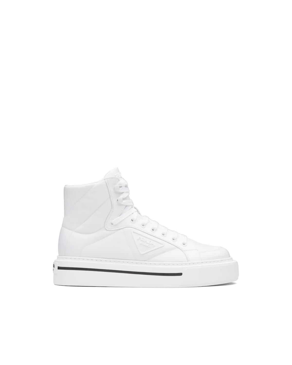 Prada Macro Re-Nylon and brushed leather high-top sneakers - 2