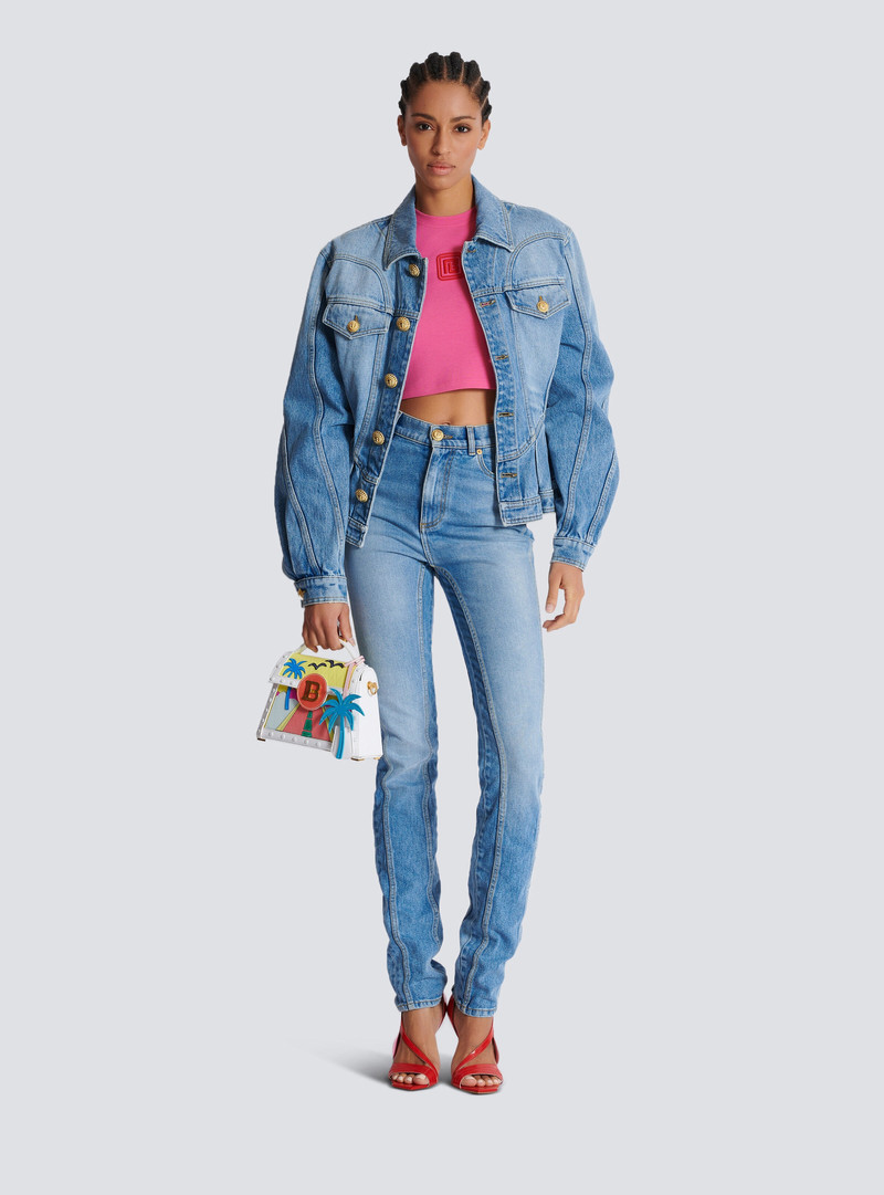 Balmain Light blue denim slim-fit jeans outlook