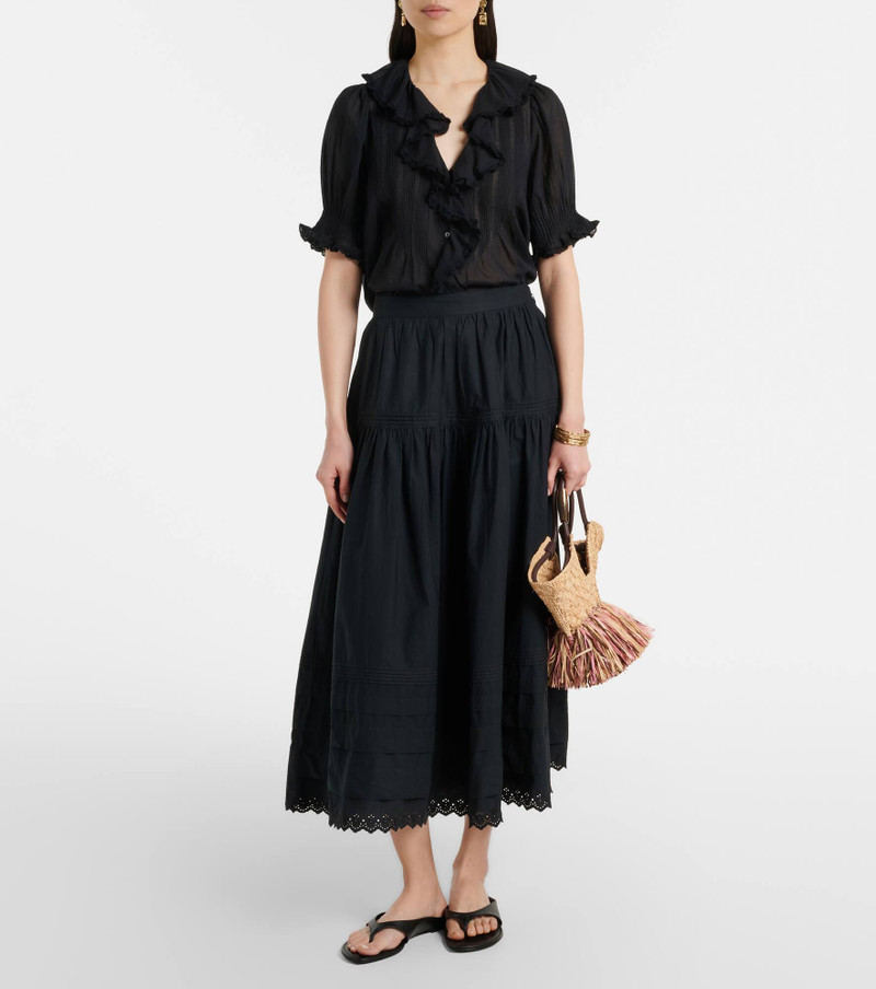 DÔEN Sebastiane cotton poplin midi skirt outlook