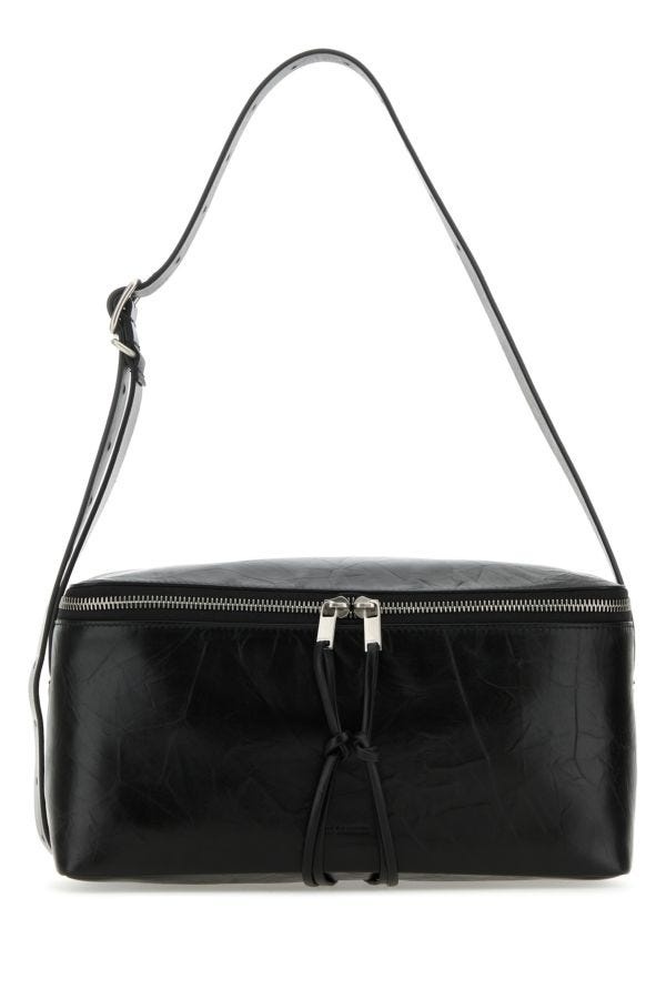 Black leather medium shoulder bag - 1