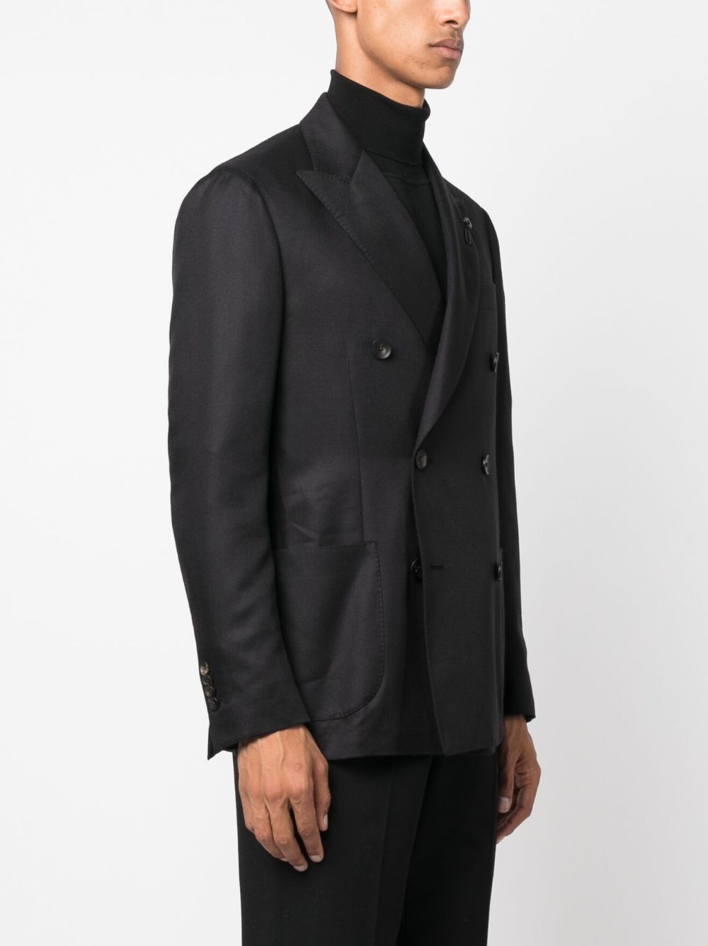 double-breasted satin-finish blazer - 3