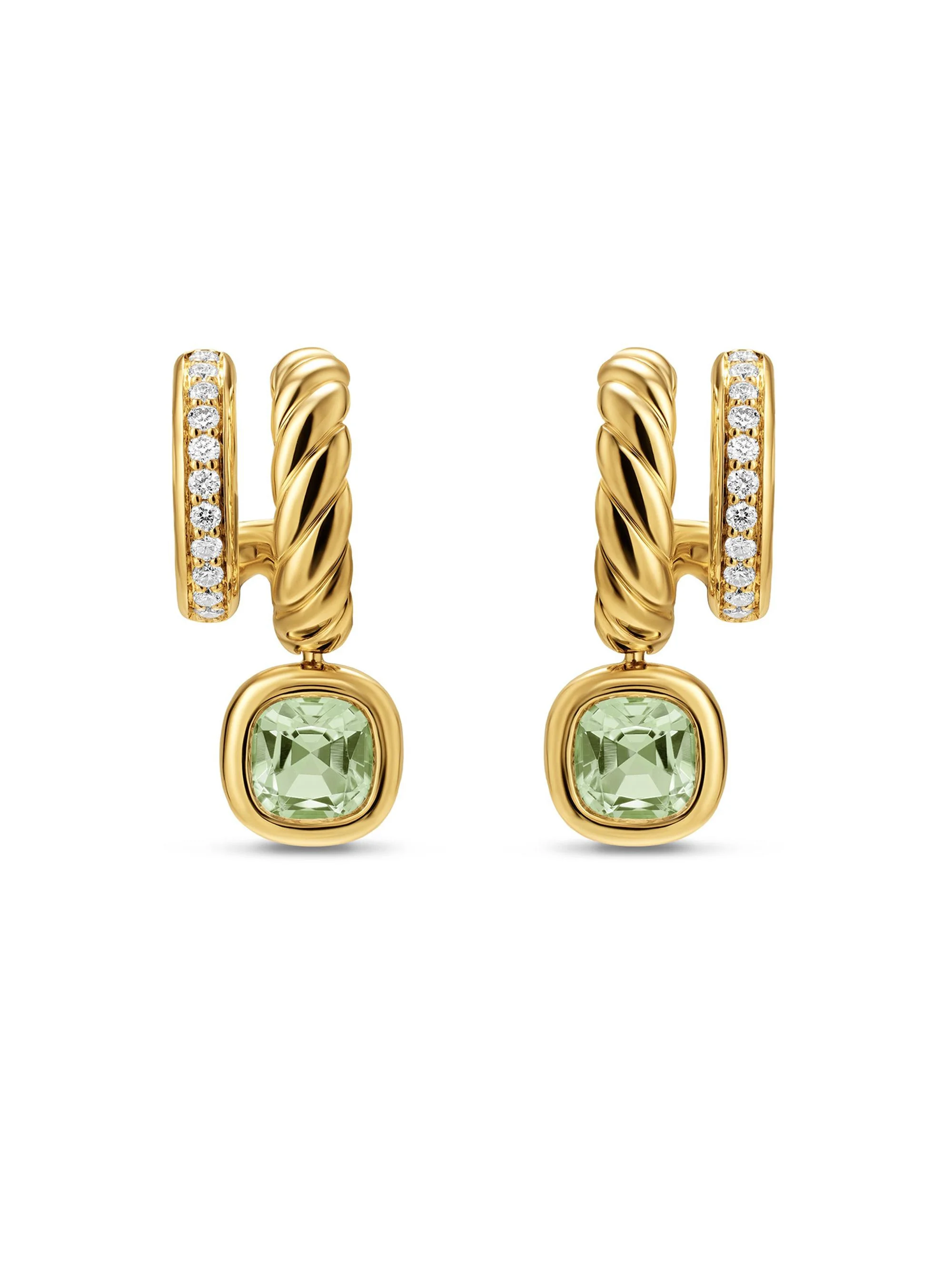 Women's DY Mercer Color Two Row Drop Earrings in 18K Yellow Gold - New Prasiolite - 1
