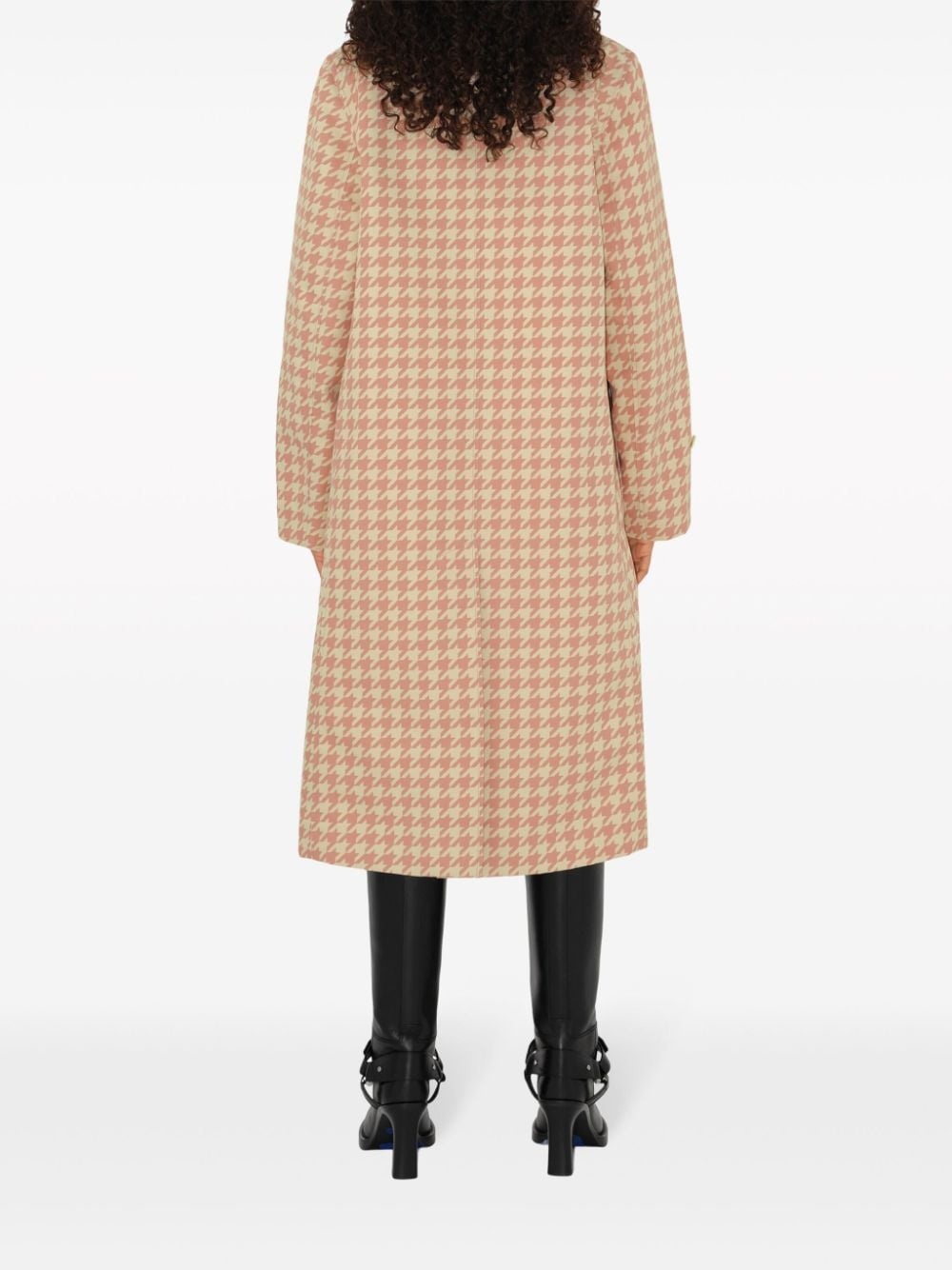 check-pattern long coat - 4