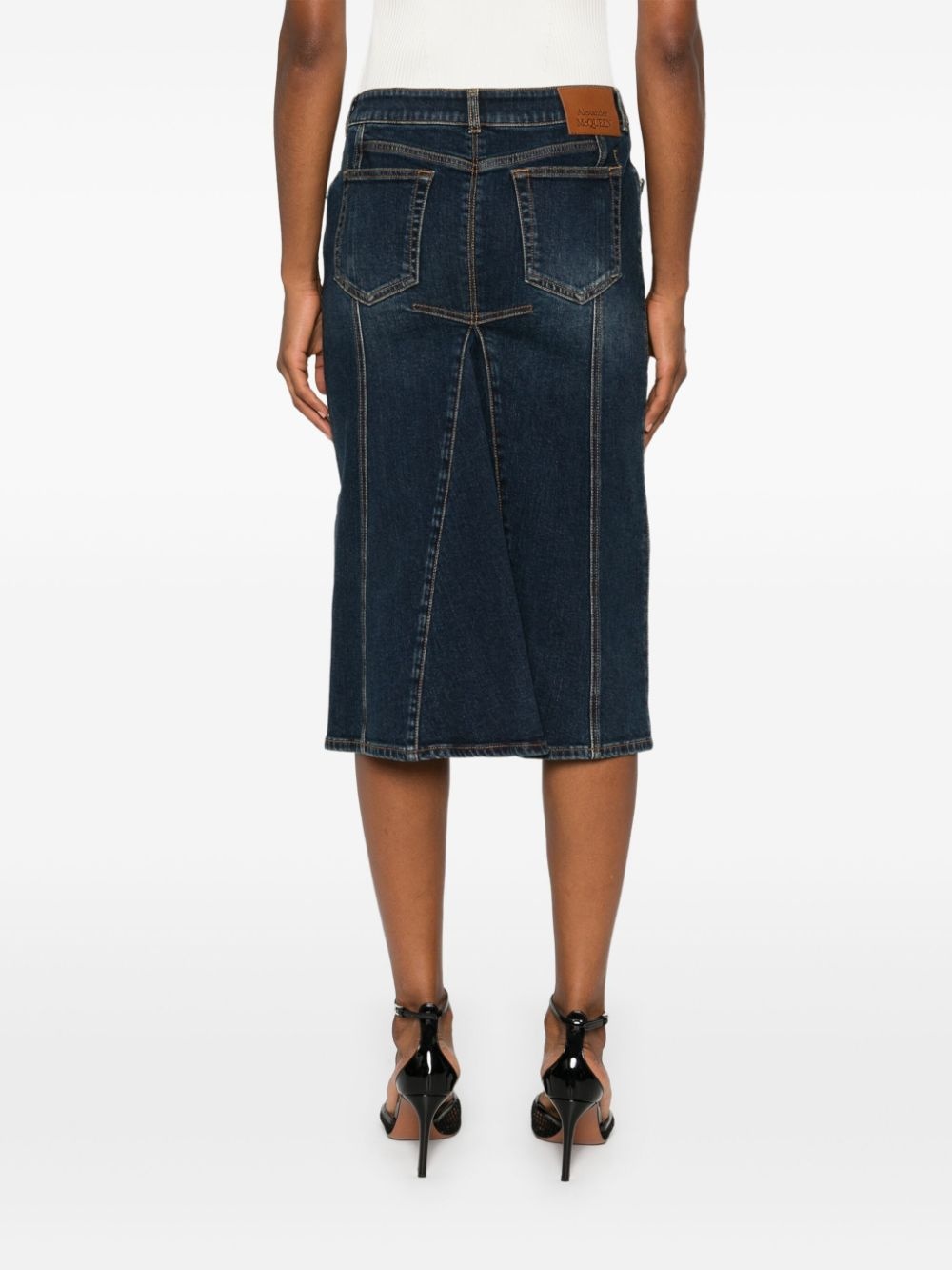 high-waisted denim skirt - 4