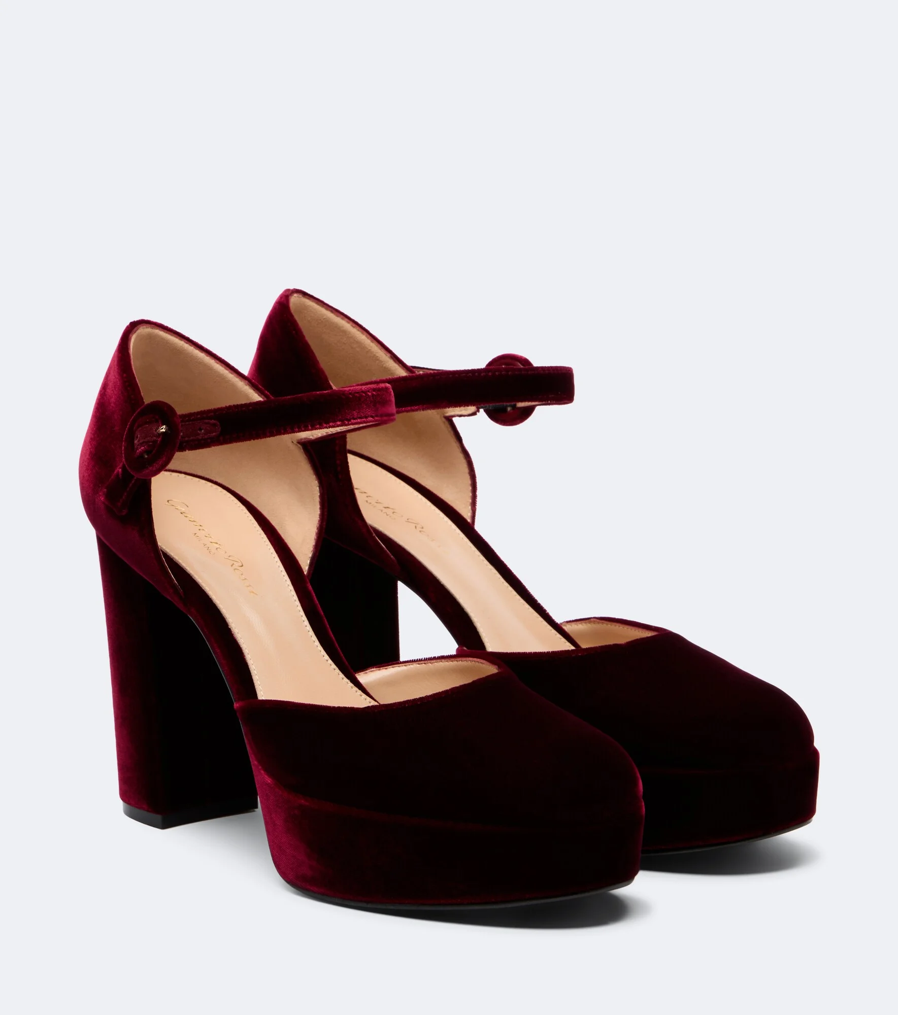 Velvet platform pumps - 1
